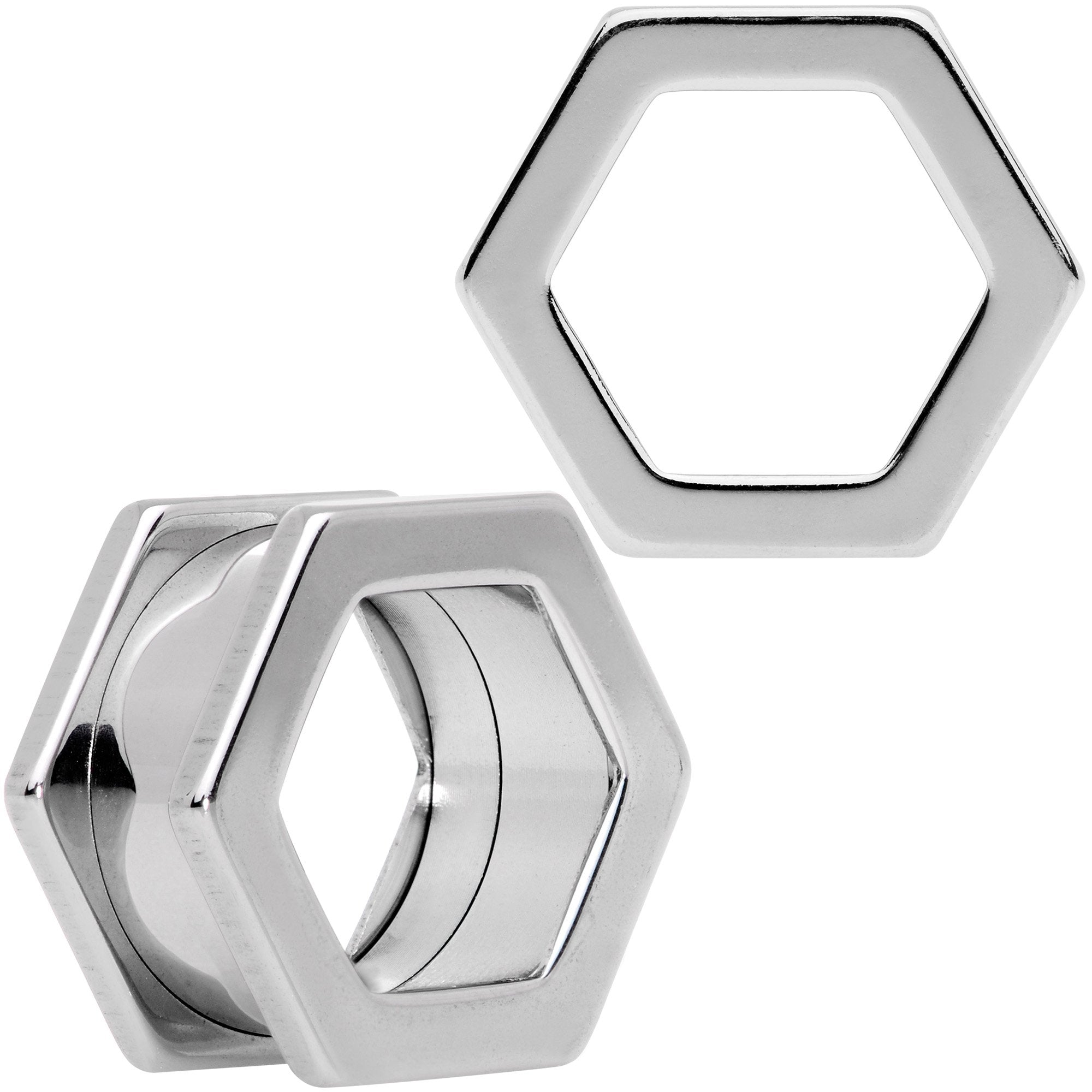 5/8 Geometric Hexagon Screw Fit Tunnel Plug Set