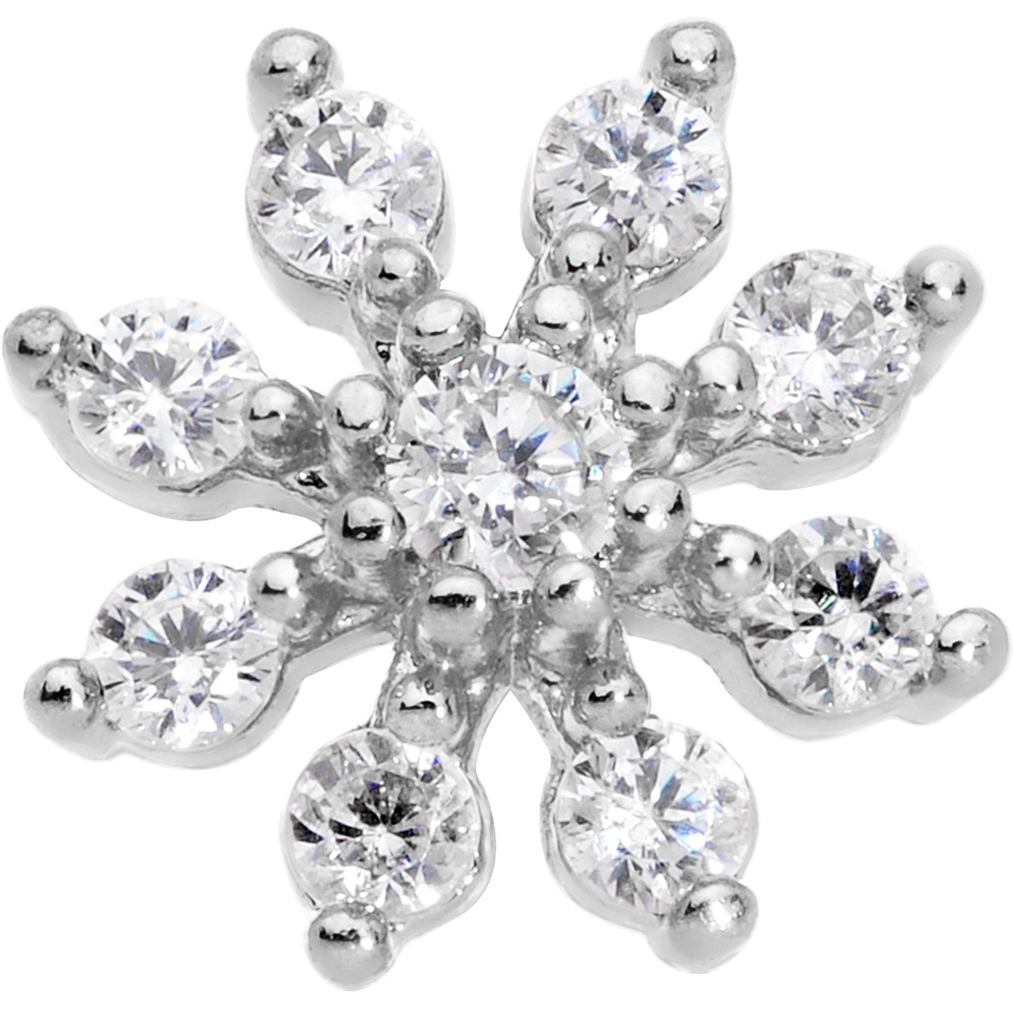 20 Gauge 1/4 Clear CZ Gem Flower L Shaped Nose Ring