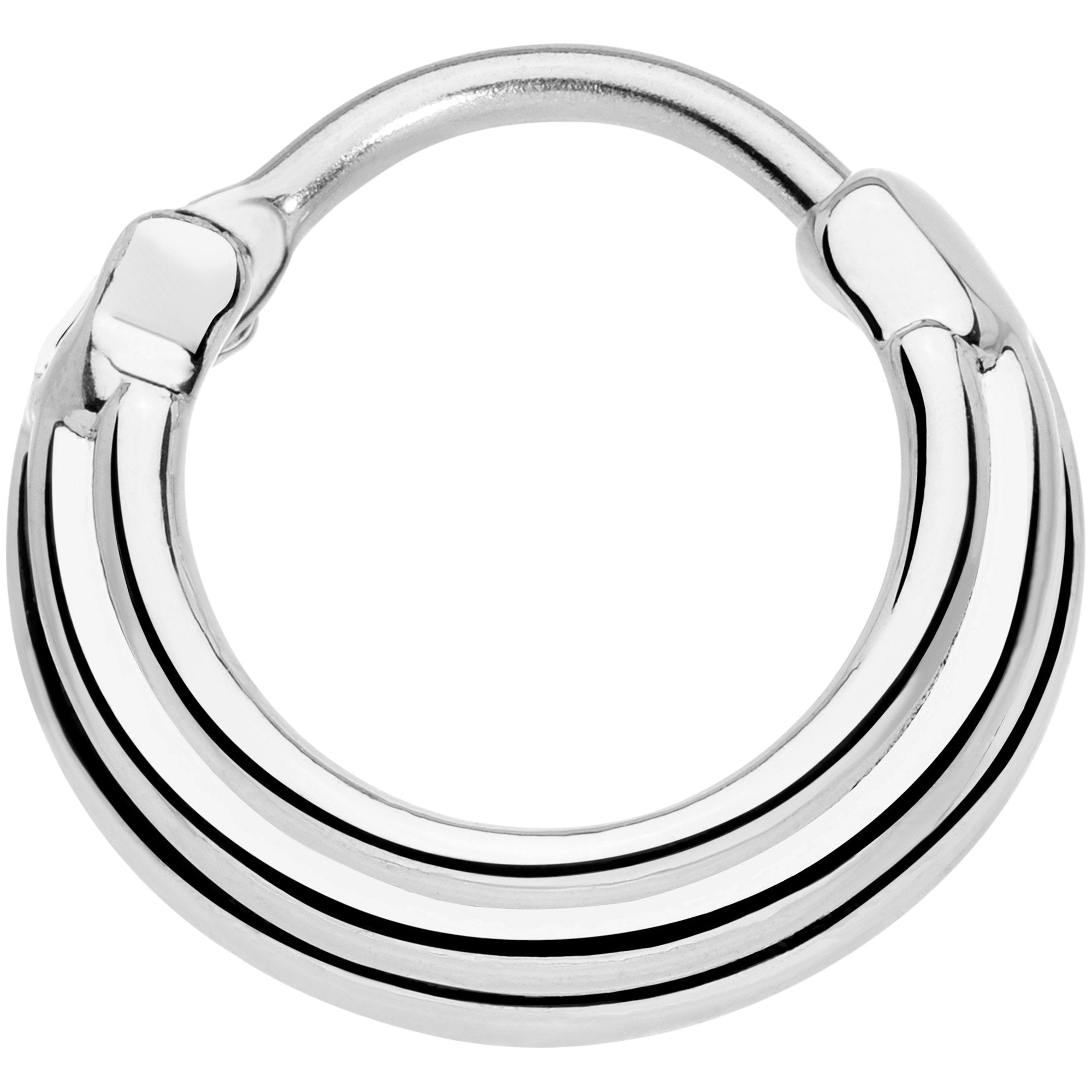 16 Gauge 3/8 Delicate Grooves Hinged Septum Ring