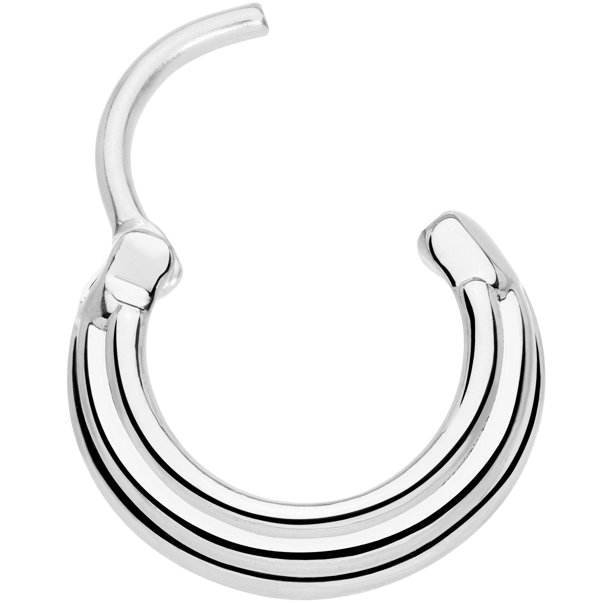 16 Gauge 3/8 Delicate Grooves Hinged Septum Ring