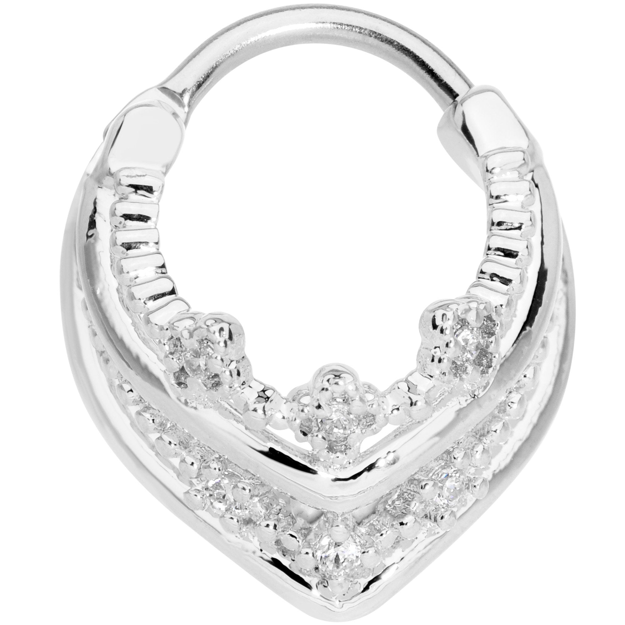 16 Gauge 3/8 Pretty Princess Hinged Septum Ring