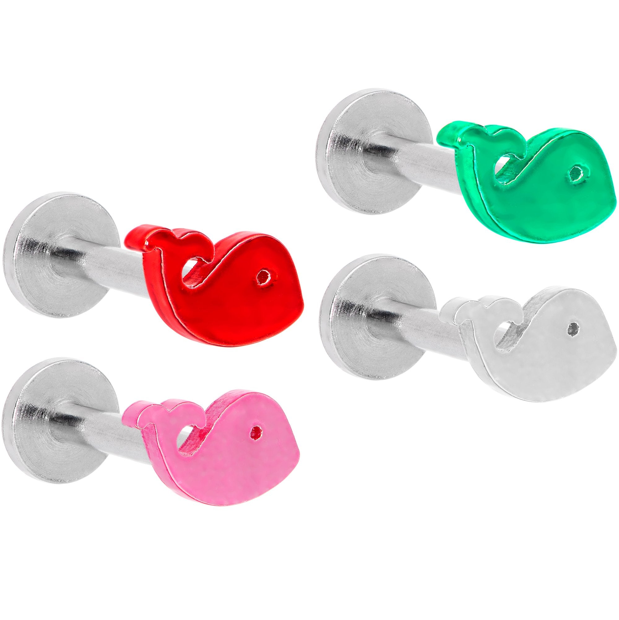 16 Gauge 5/16 Multicolor Internally Threaded Whale Labret Set of 4