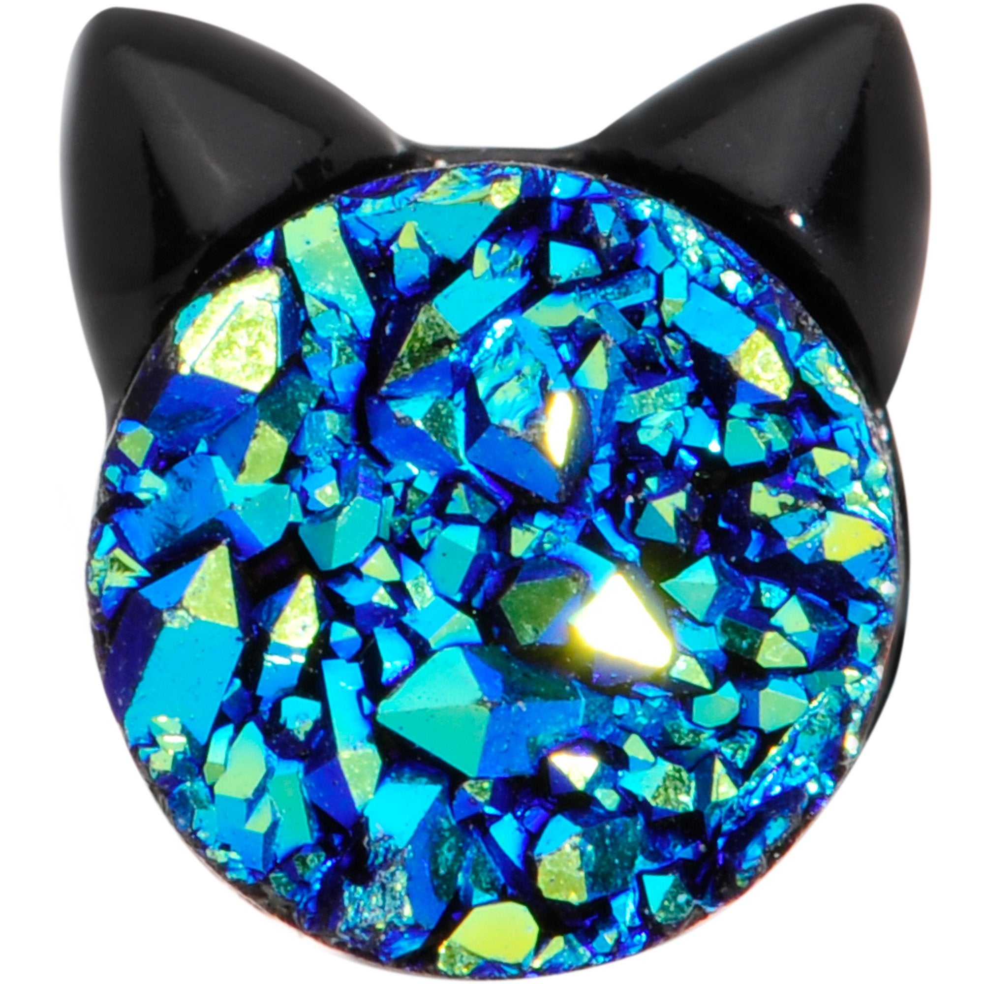 16 Gauge 1/4 Blue Faux Druzy Itty Bitty Kitty Cat Cartilage Tragus Earring