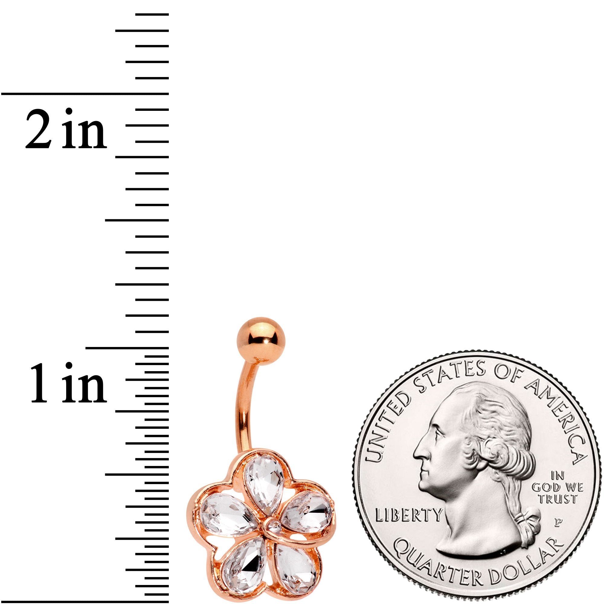 Clear Gem Rose Gold Tone Brilliant and Bold Flower Belly Ring