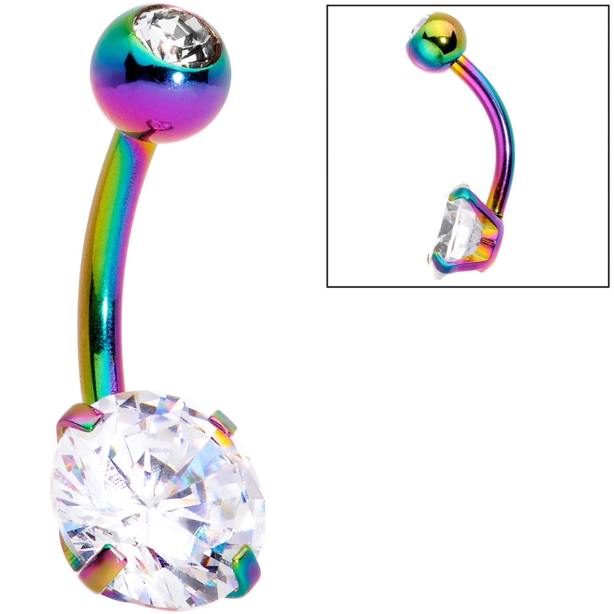 Clear Gem Variety Of Colors Belly Ring Set of 5