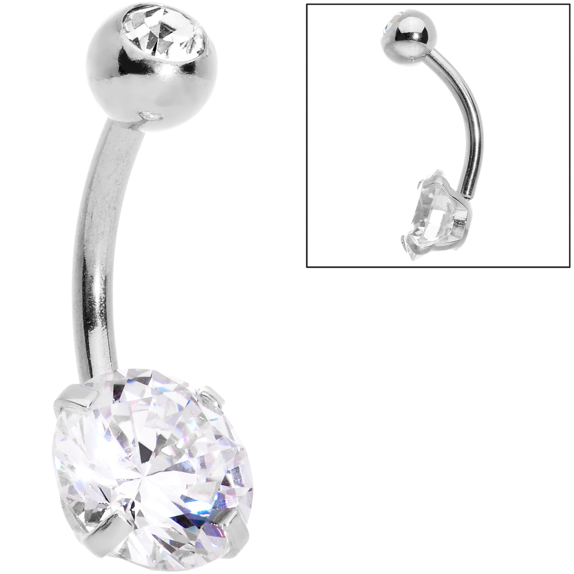 Clear Gem Variety Of Colors Belly Ring Set of 5