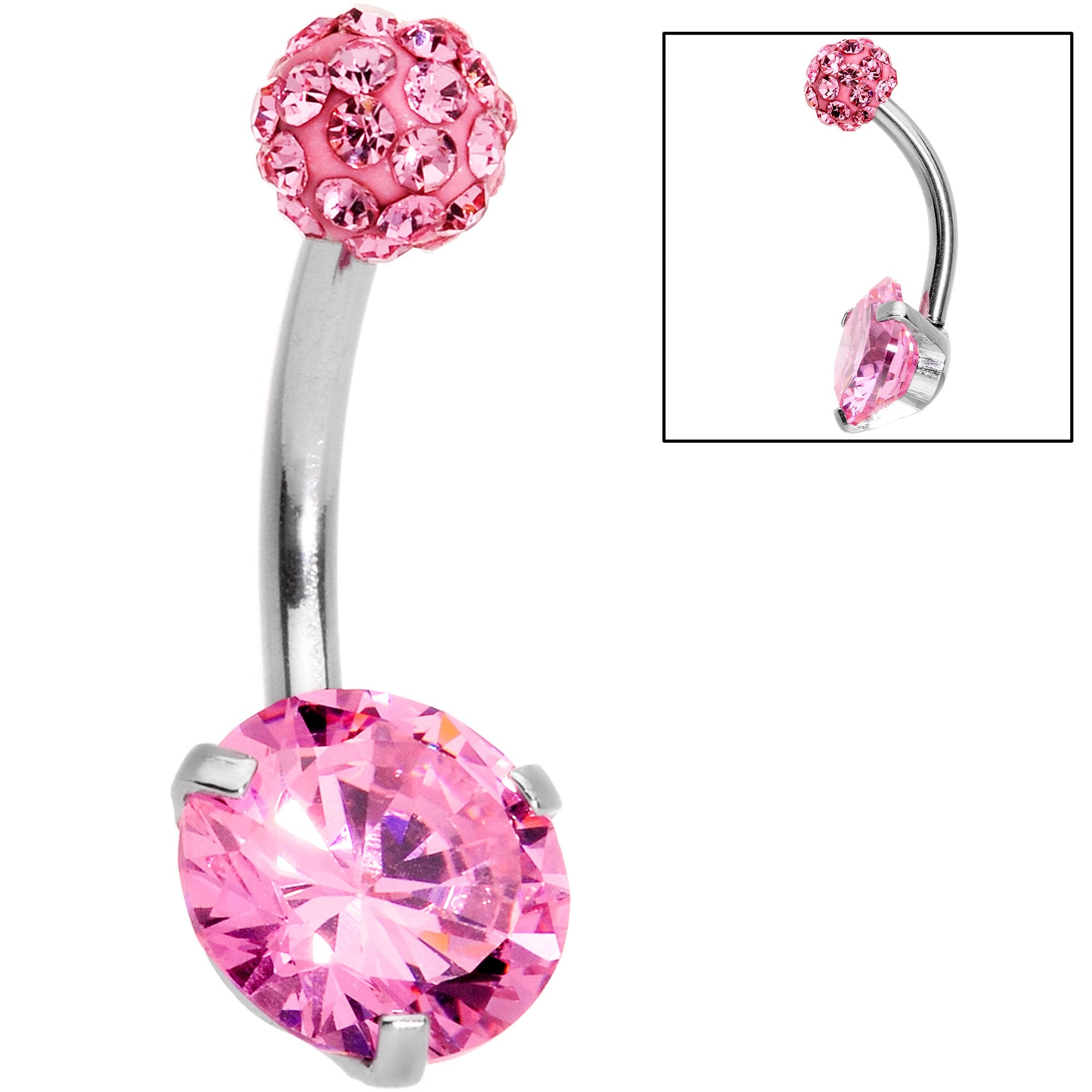 Clear Pink Purple Gem Ultimate Girly Glamour Belly Ring Set of 3