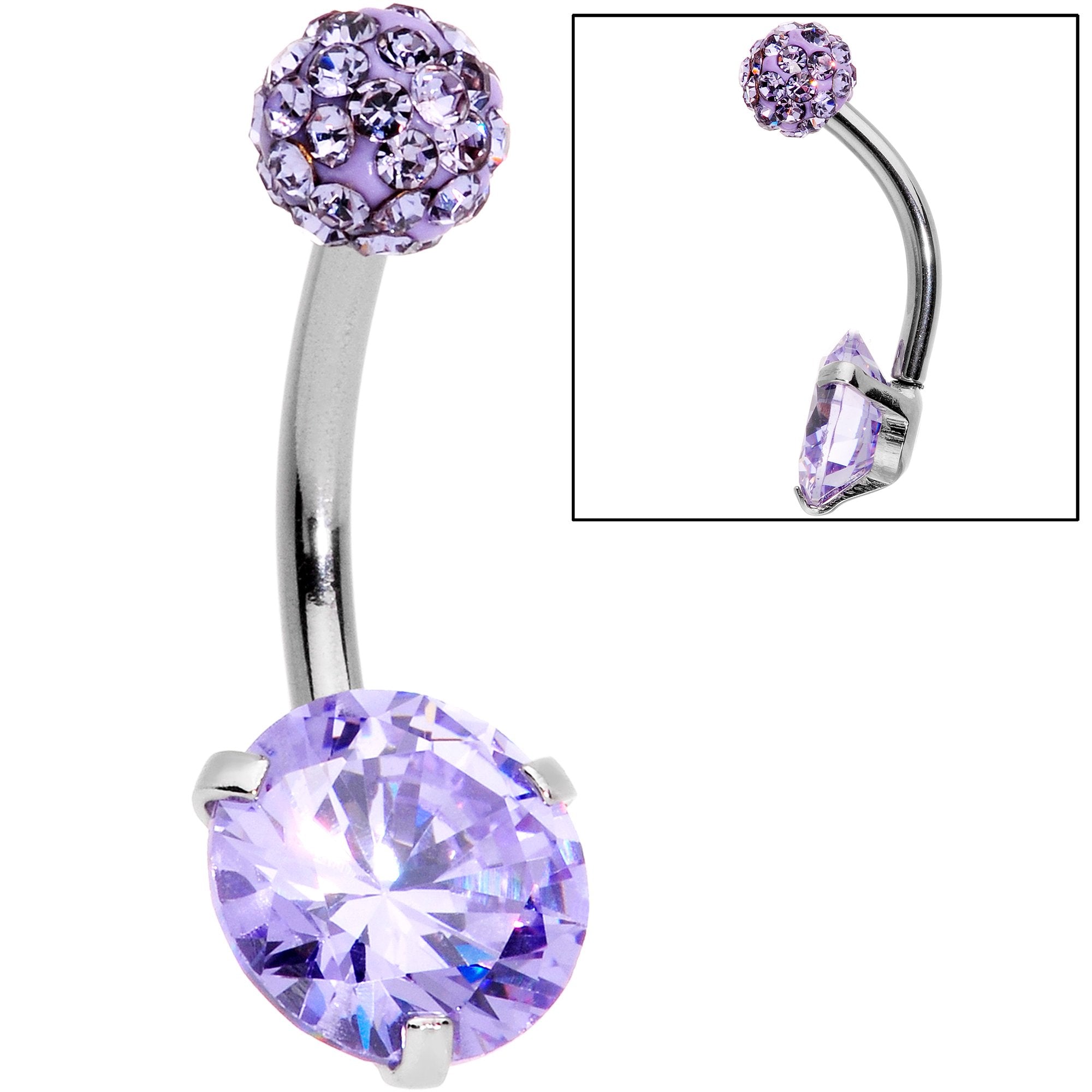 Clear Pink Purple Gem Ultimate Girly Glamour Belly Ring Set of 3