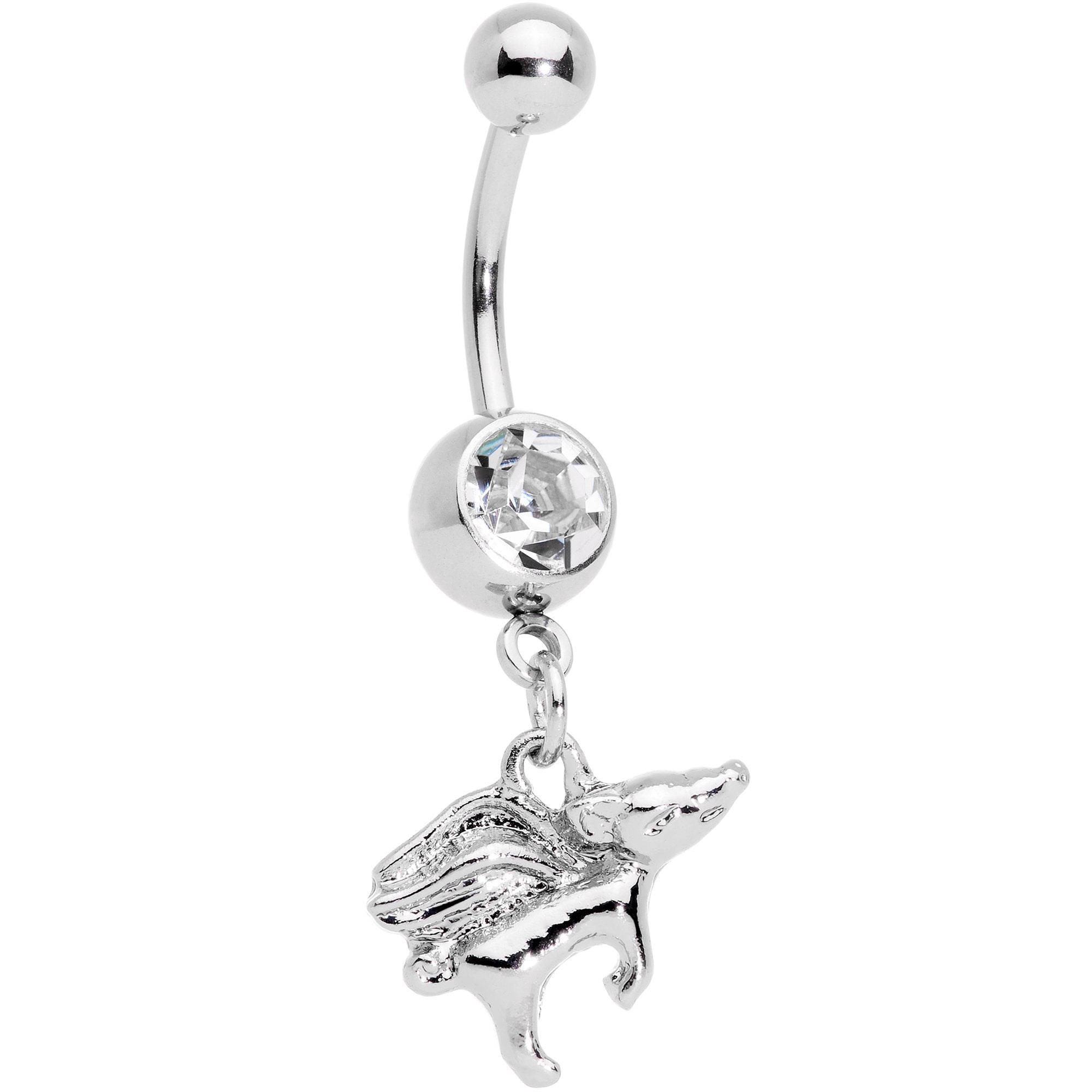 Clear Gem When Pigs Fly Belly Ring Set of 4