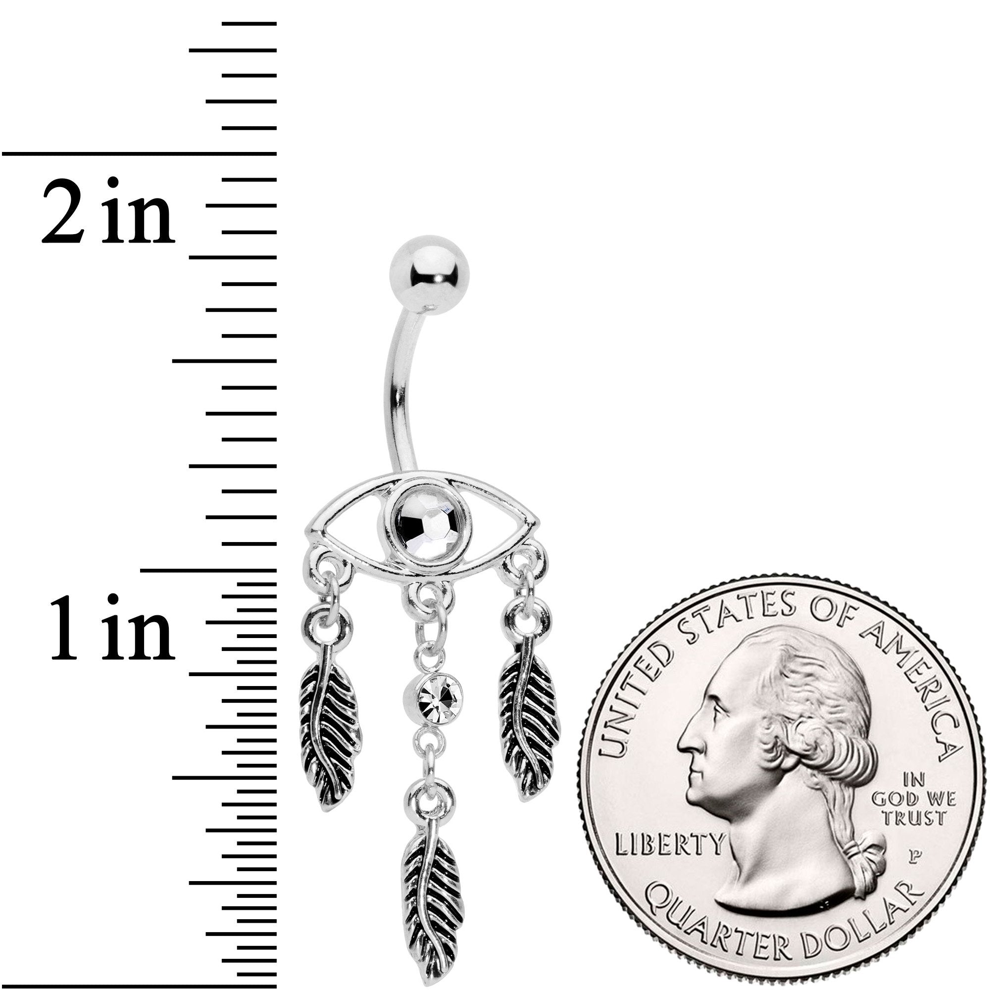 Clear Gem Vision of Feathers Dangle Belly Ring