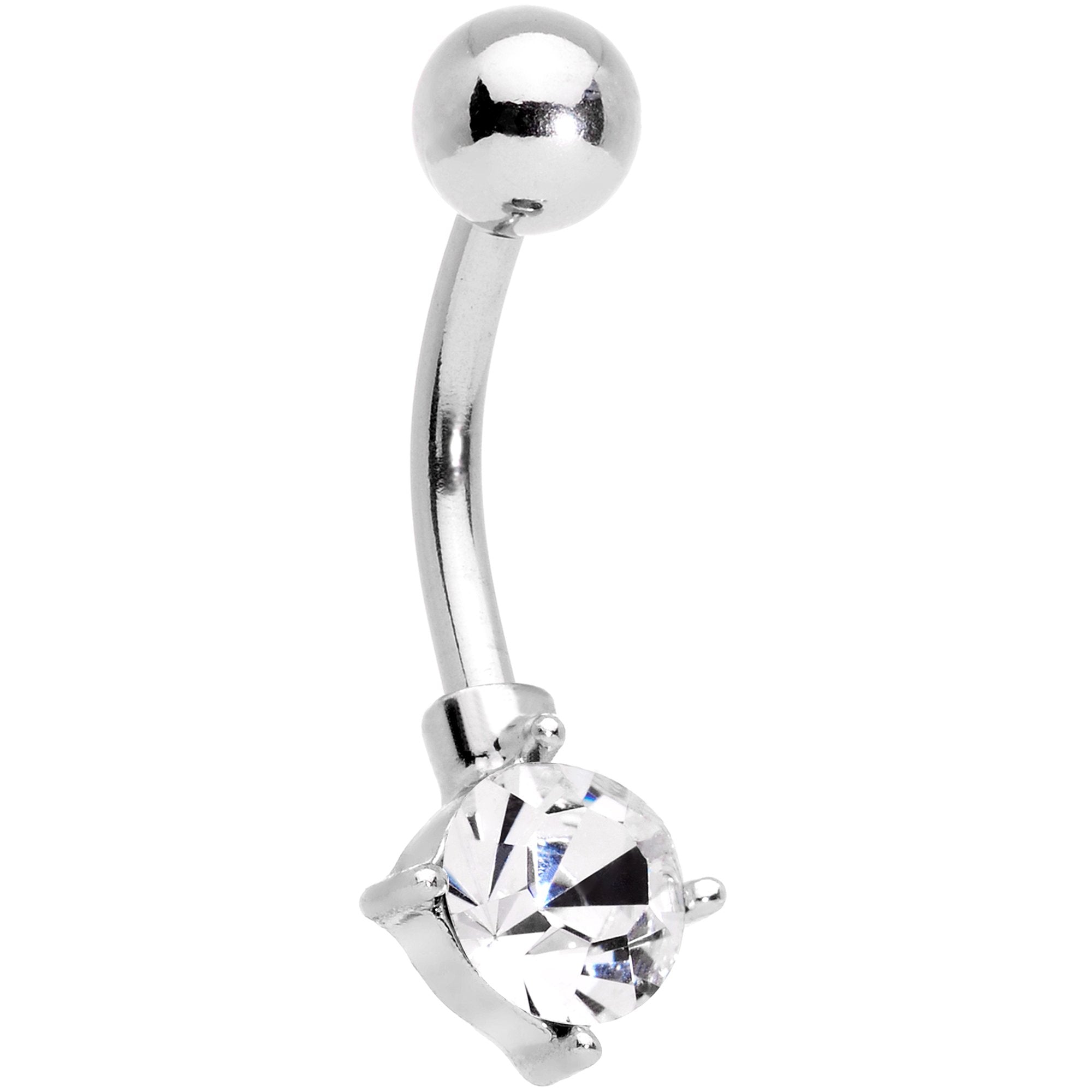 Clear Gem Holiday Season Winter Snowflake Belly Ring Set of 4