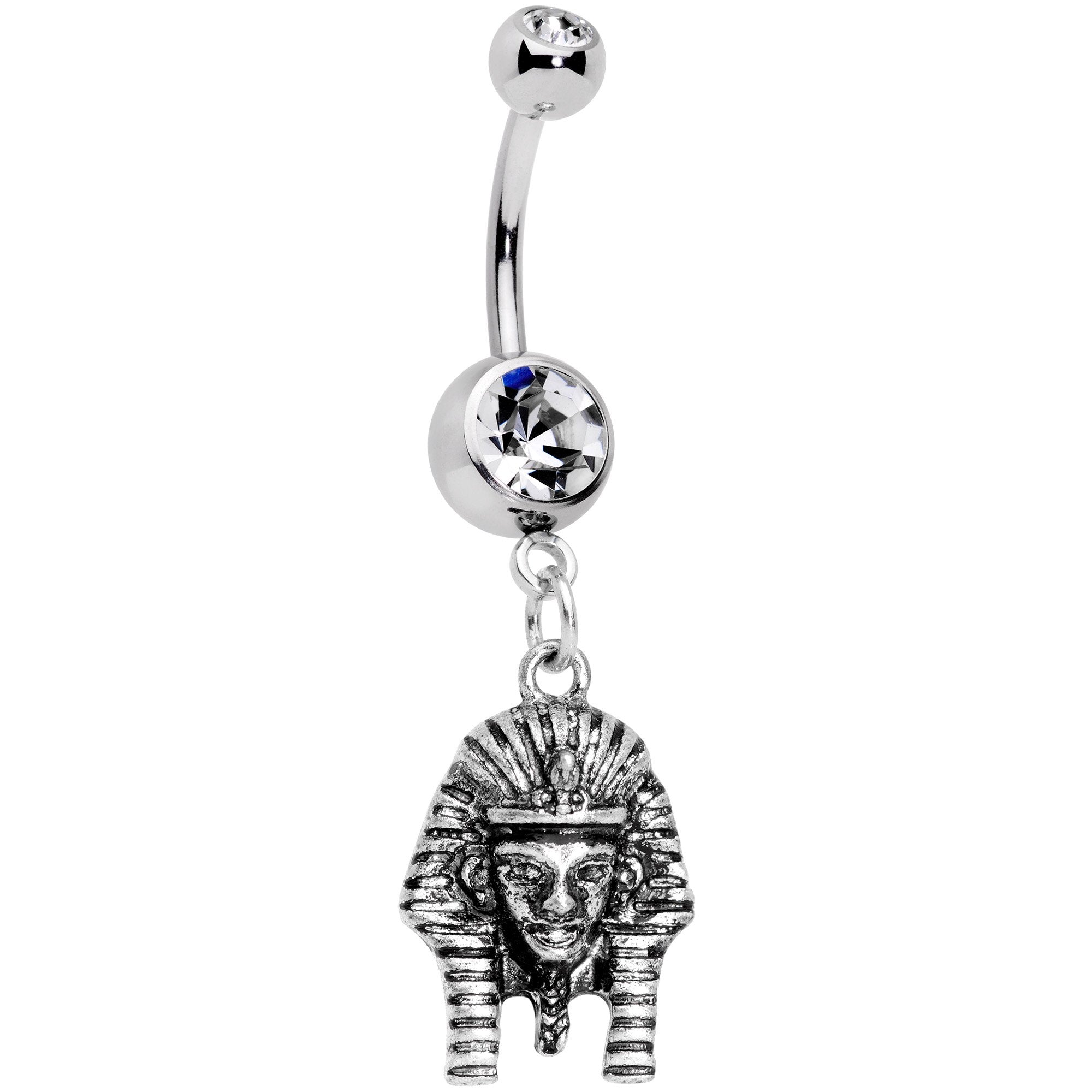 Clear Gem Mighty Pharaoh Dangle Belly Ring