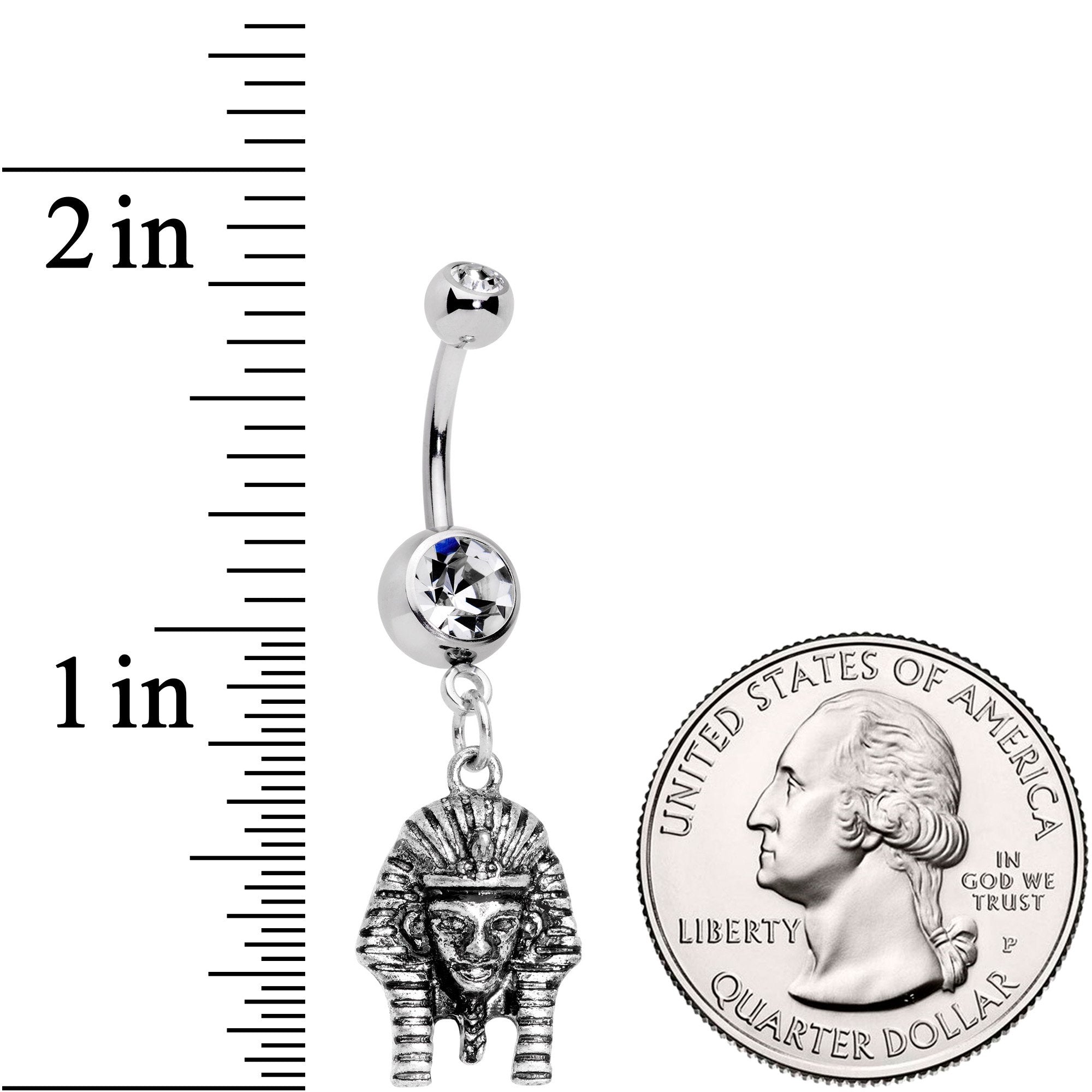 Clear Gem Mighty Pharaoh Dangle Belly Ring