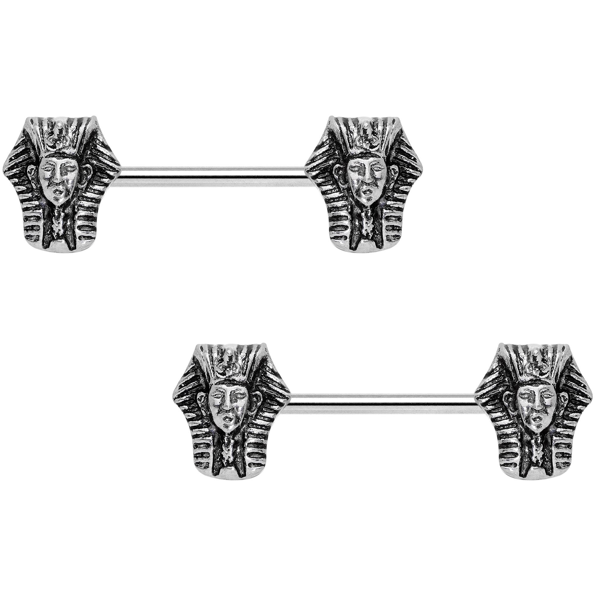 14 Gauge 9/16 Mighty Pharaoh Barbell Nipple Ring Set