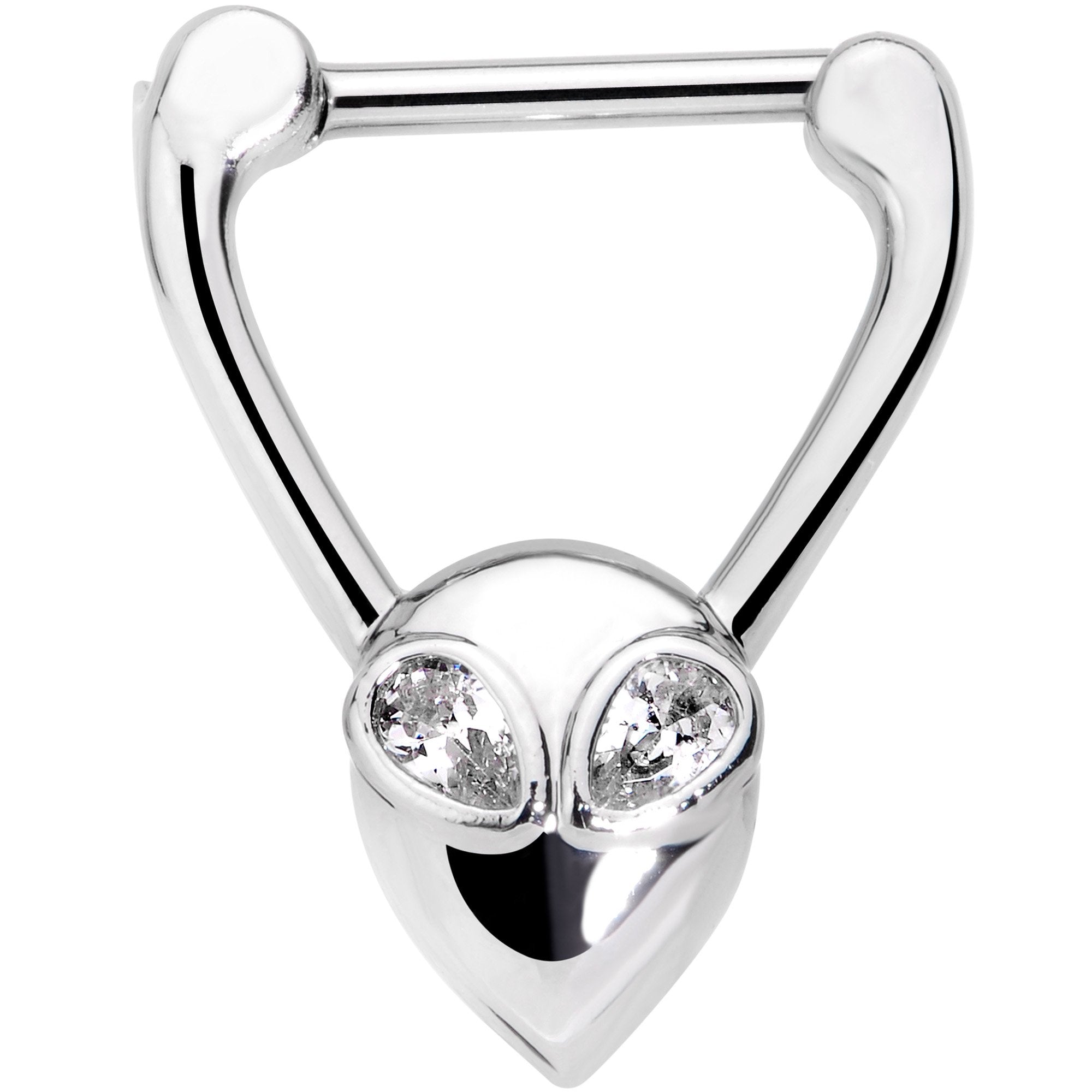 16 Gauge 3/8 Clear Gem Alien Septum Clicker