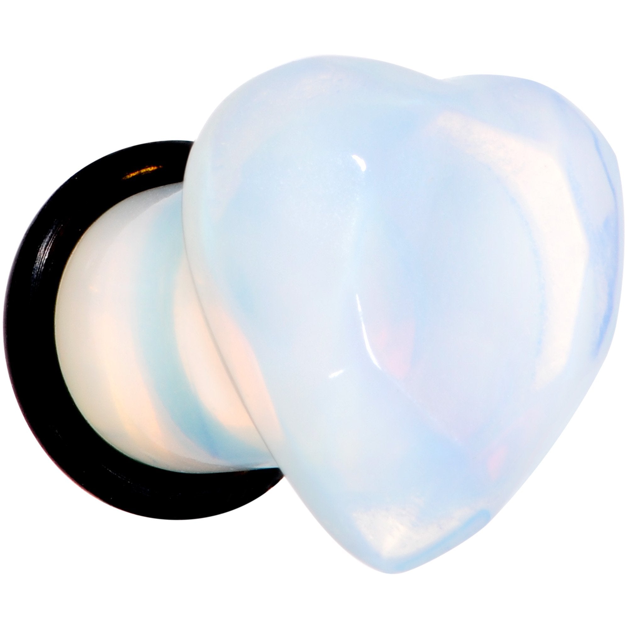 White Opalite Faceted Heart Single Flare Plug Set 6mm to 25mm