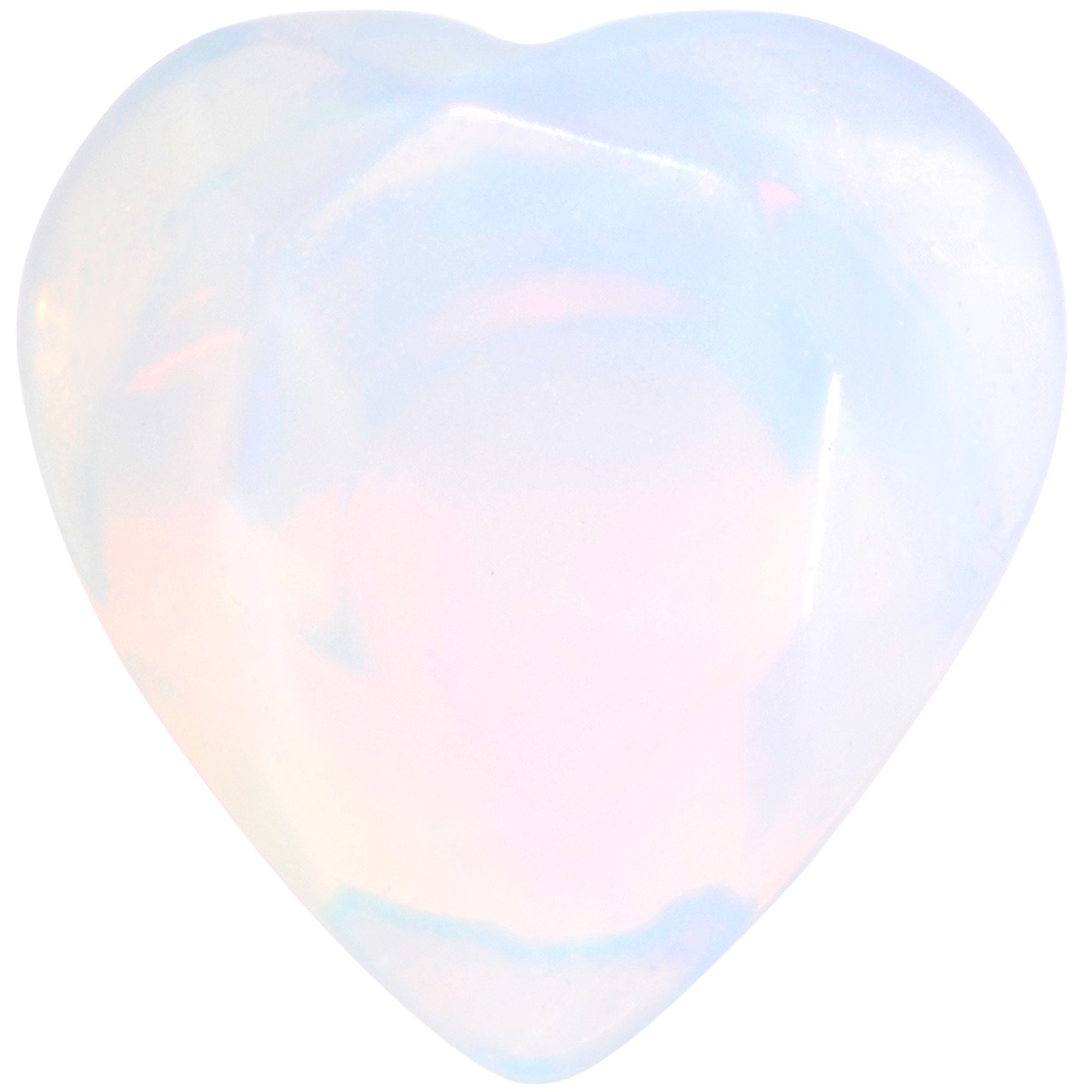 White Opalite Faceted Heart Single Flare Plug Set 6mm to 25mm