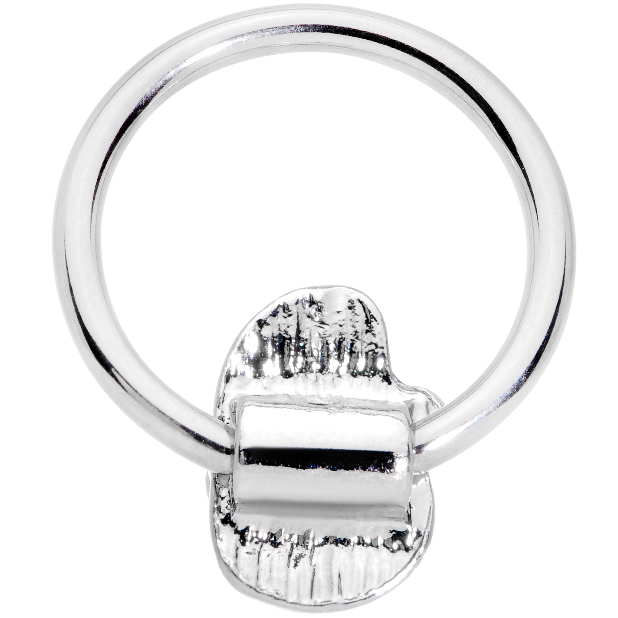 16 Gauge 3/8 Clear Gem Happy Santa BCR Captive Ring