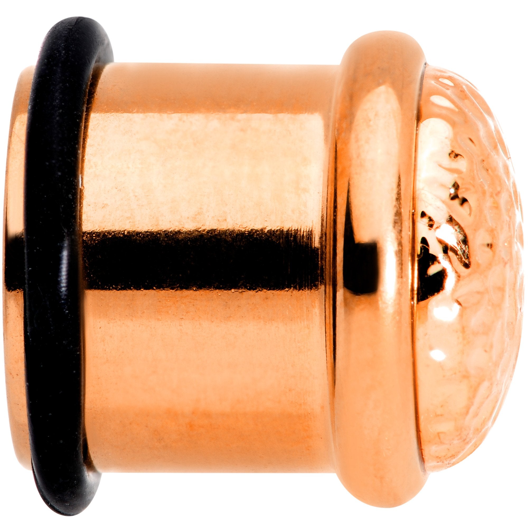 Rose Gold Tone Hammered Finish Single Flare Plug Set 6mm to 16mm Sizes