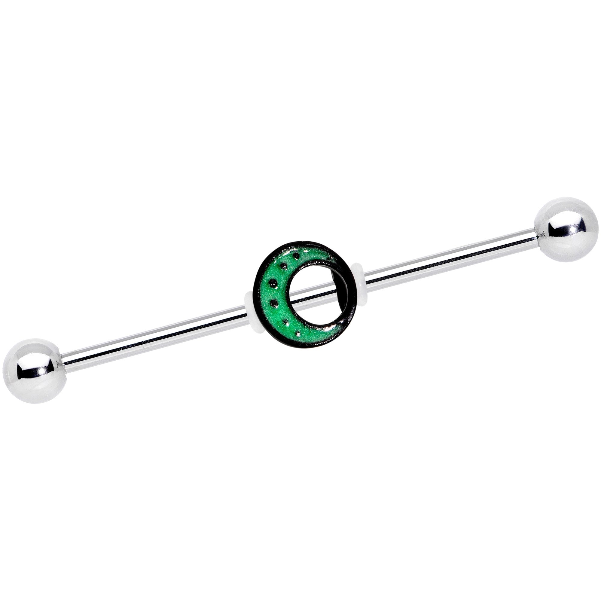 14 Gauge Glow in the Dark Crescent Moon Industrial Barbell 38mm