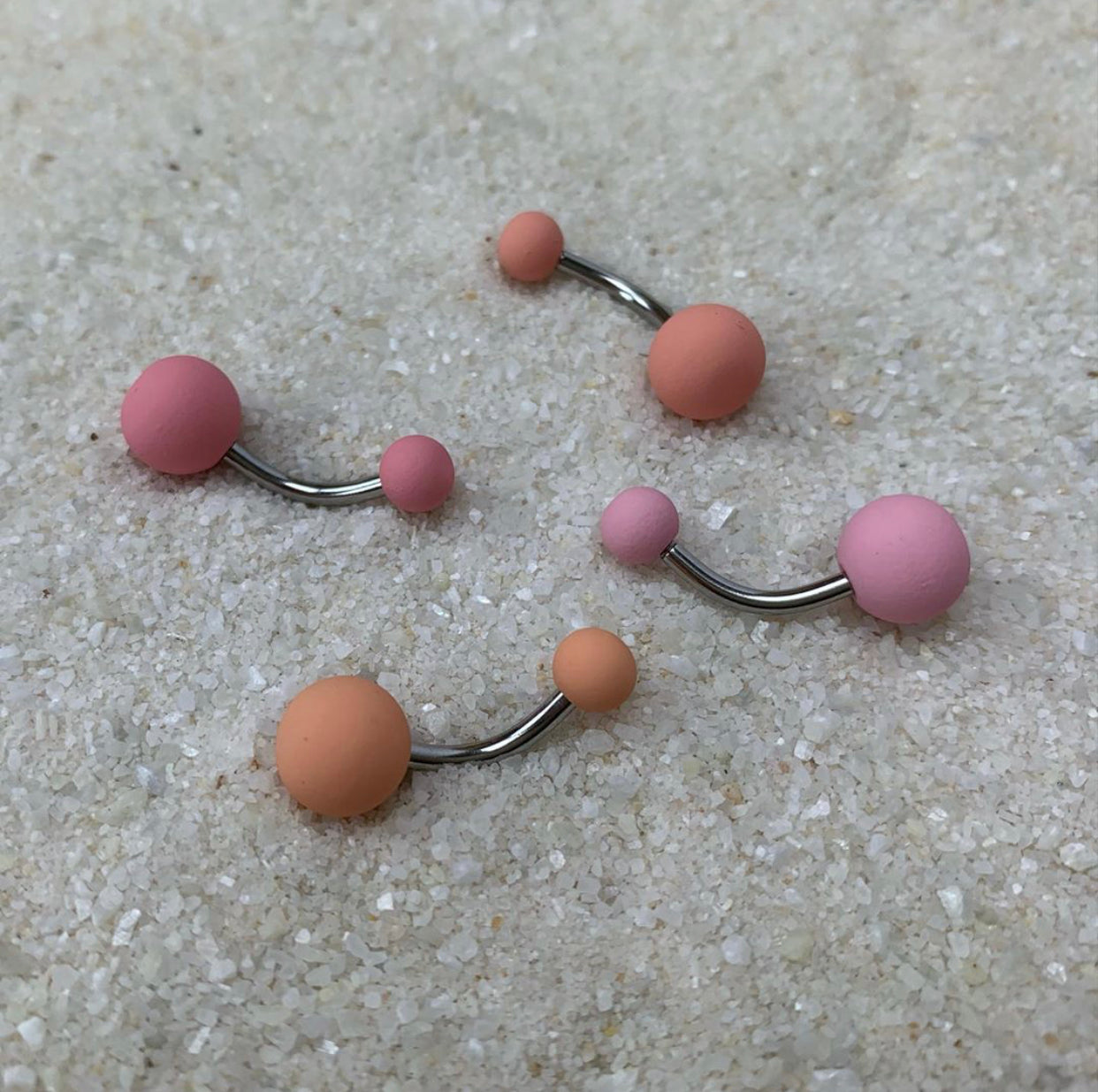 Matte Peaches and Cream Belly Ring Set of 4