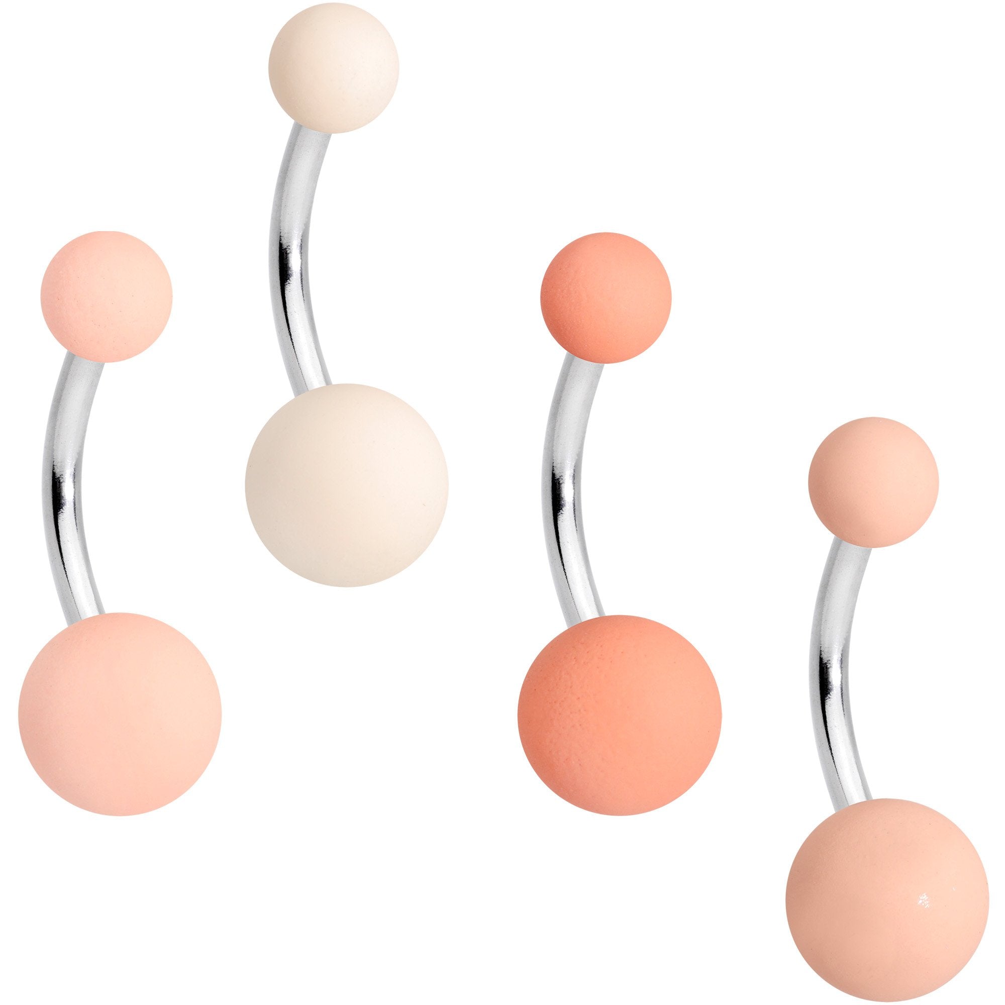 Matte Peaches and Cream Belly Ring Set of 4