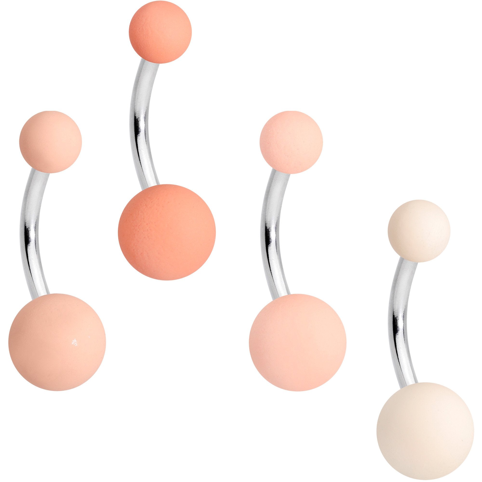 Matte Peaches and Cream Belly Ring Set of 4