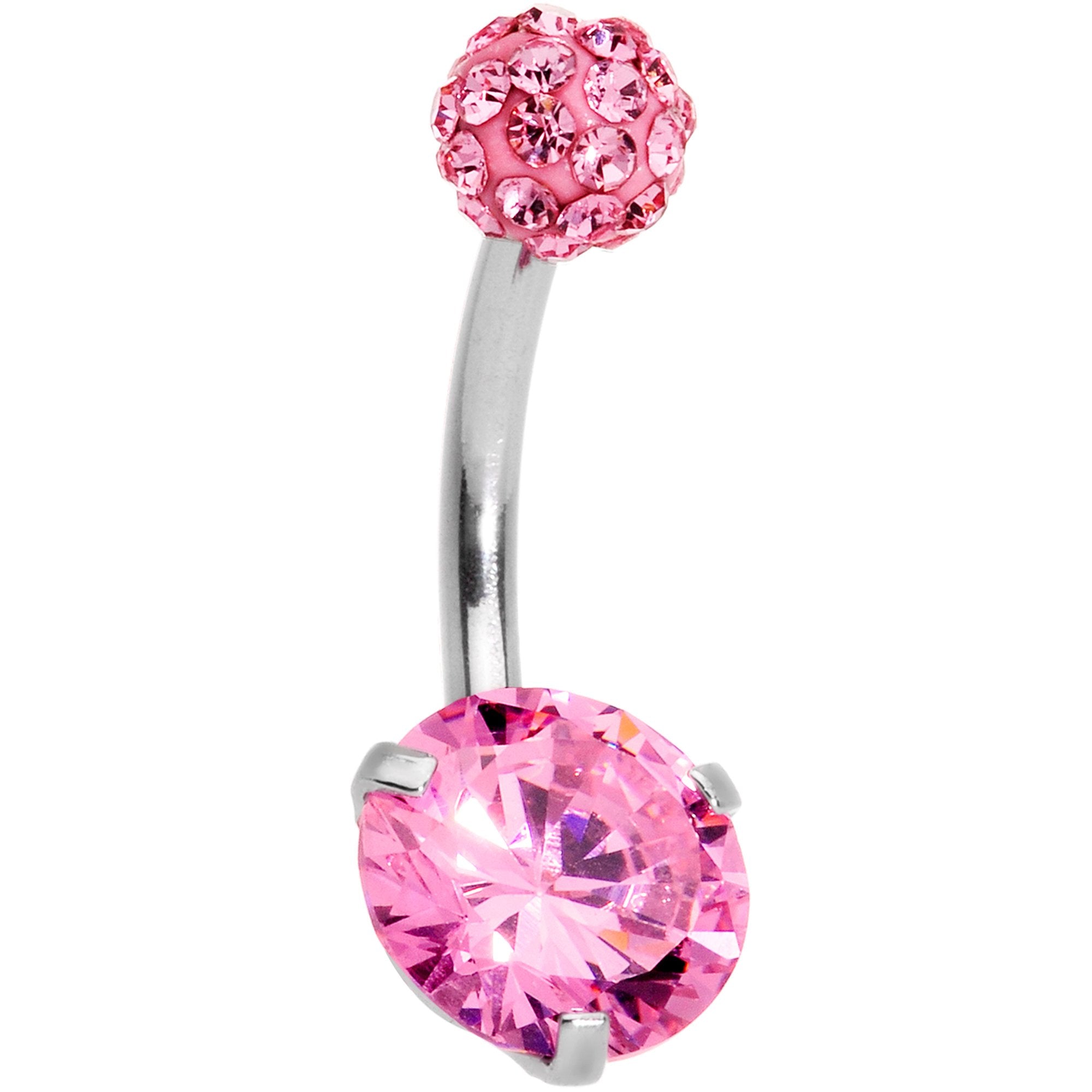 Pink Clear Gem Days of Disco Belly Ring