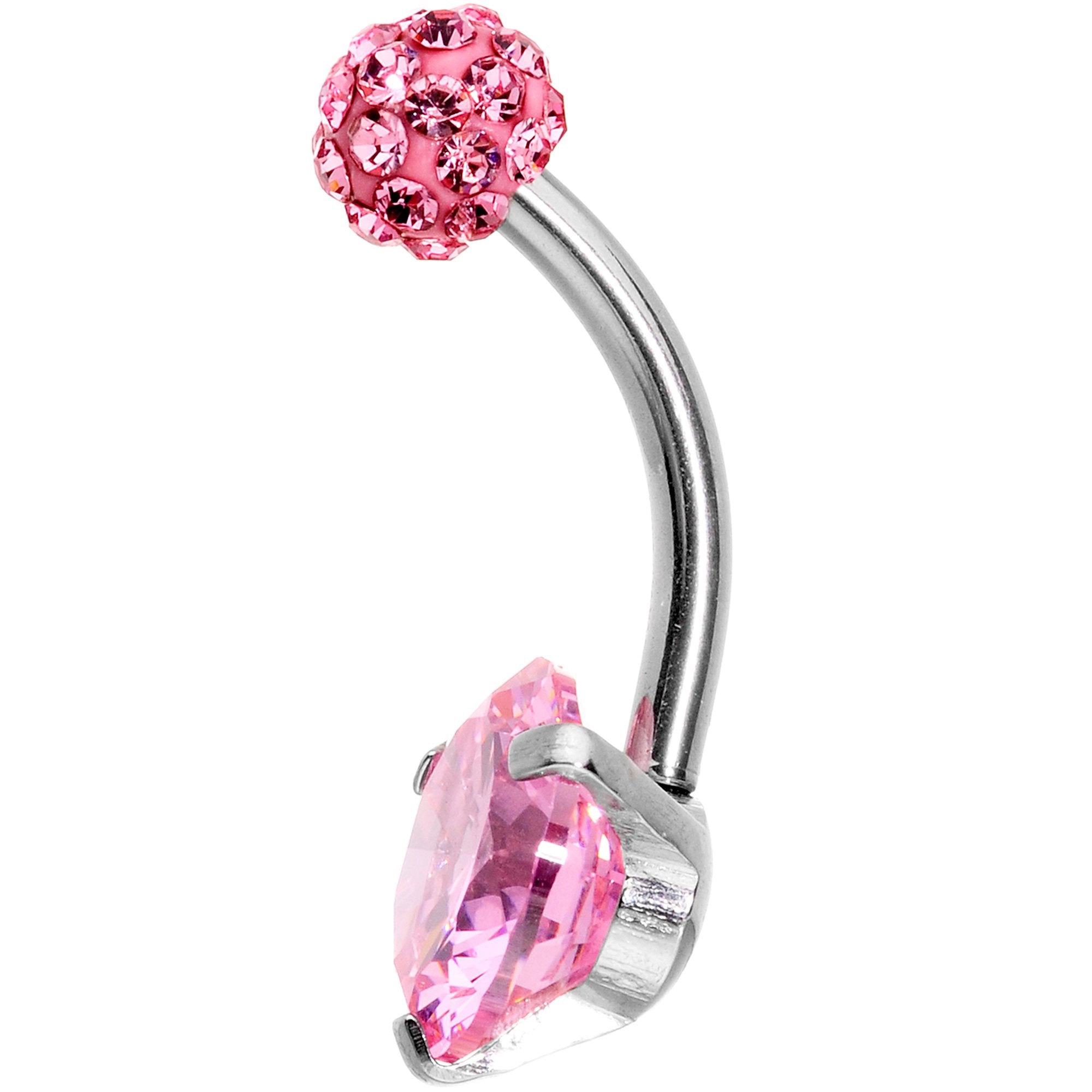 Pink Clear Gem Days of Disco Belly Ring