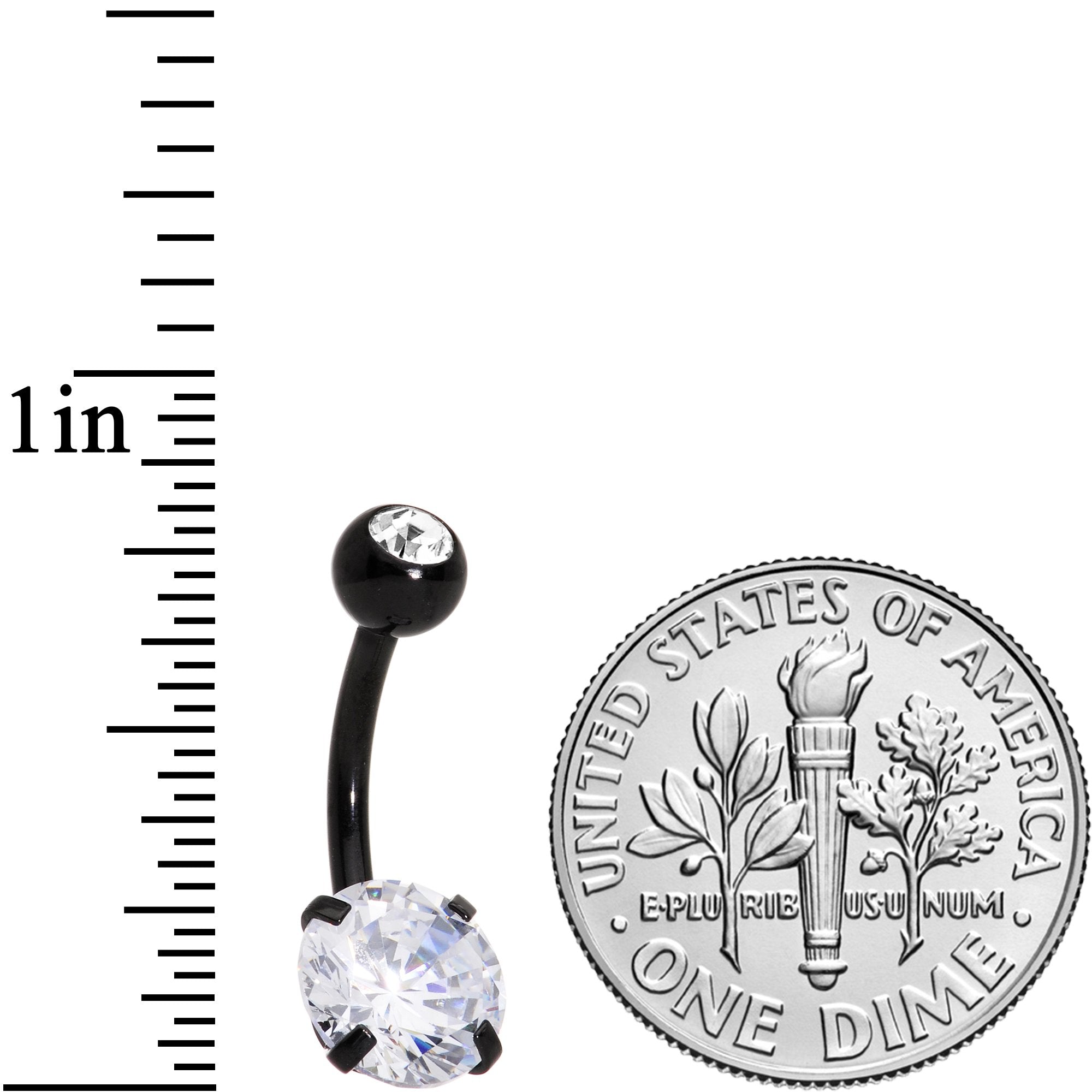 Clear Gem Black Large and Small Gem Belly Ring