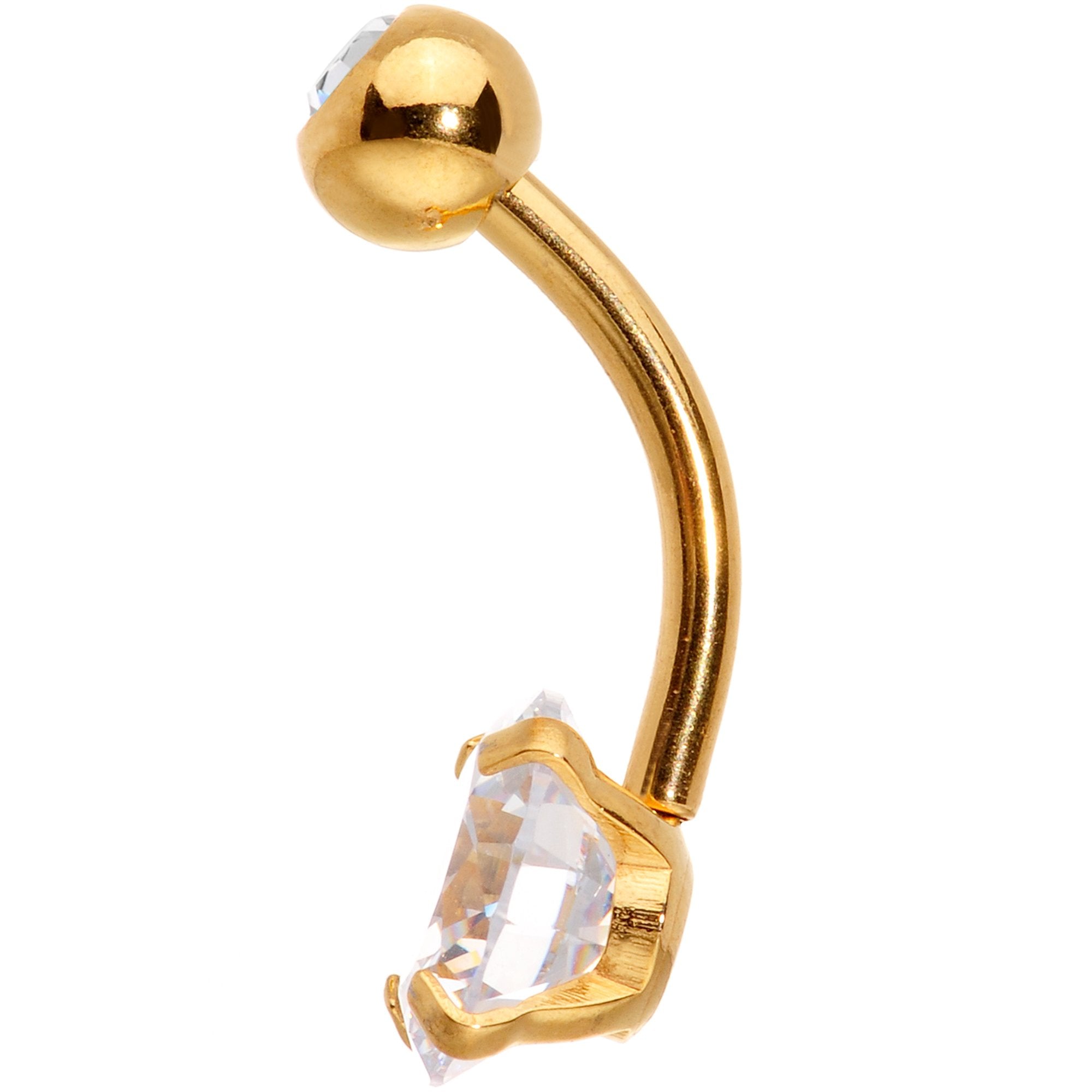 Clear Gem Gold Tone Large and Small Gem Belly Ring