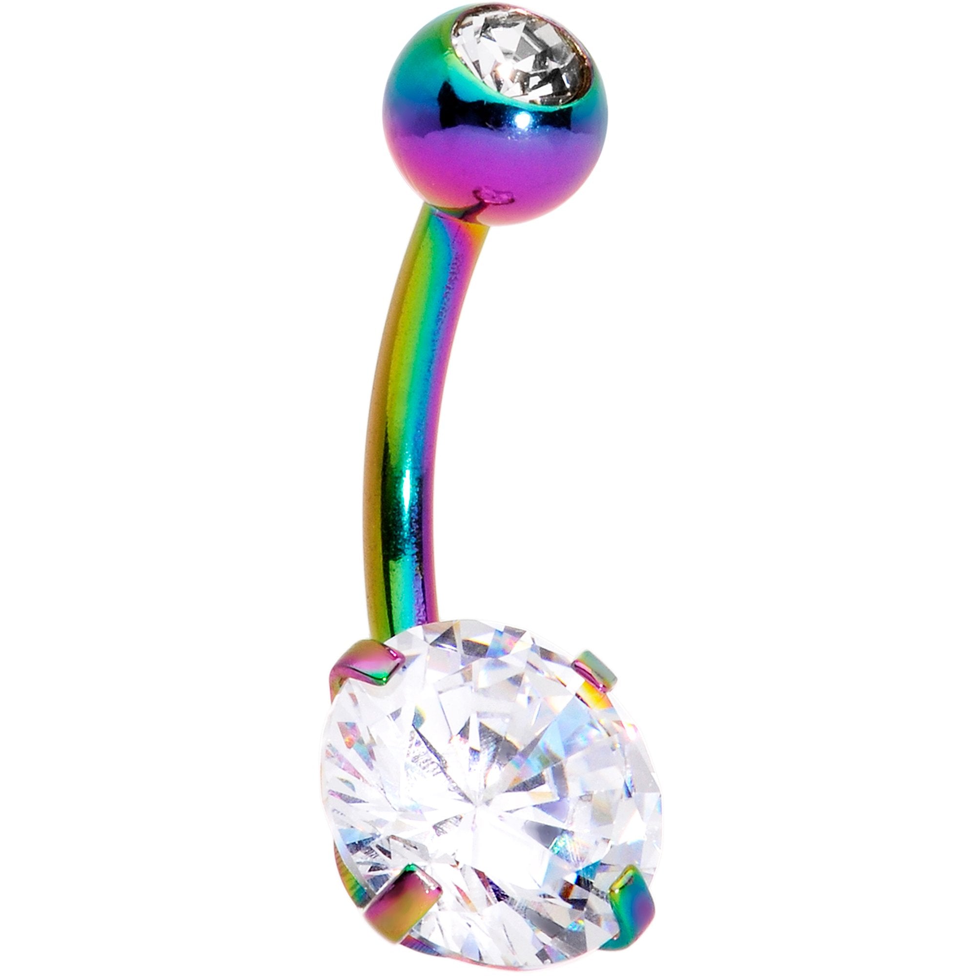 Clear Gem Rainbow Large and Small Gem Belly Ring