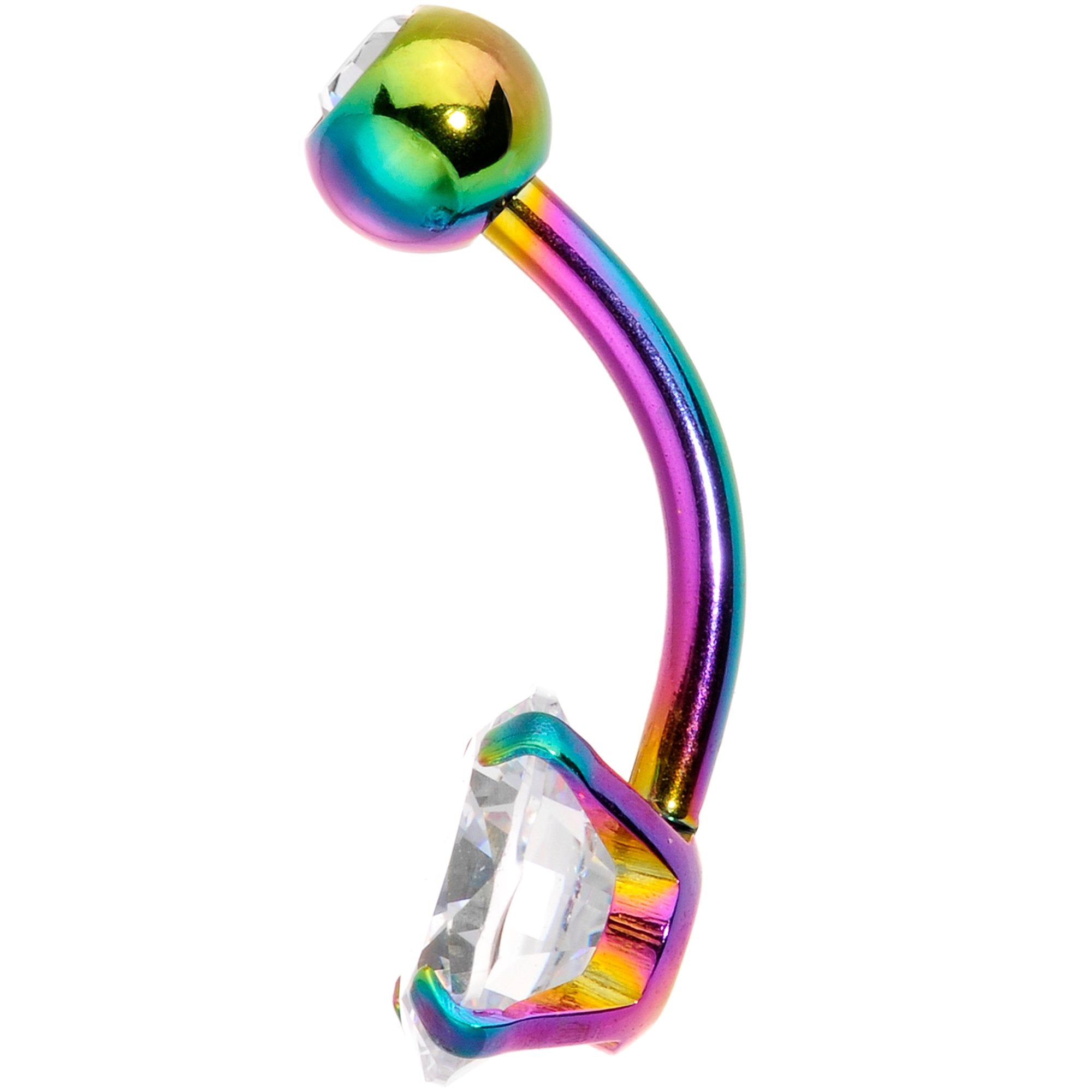 Clear Gem Rainbow Large and Small Gem Belly Ring