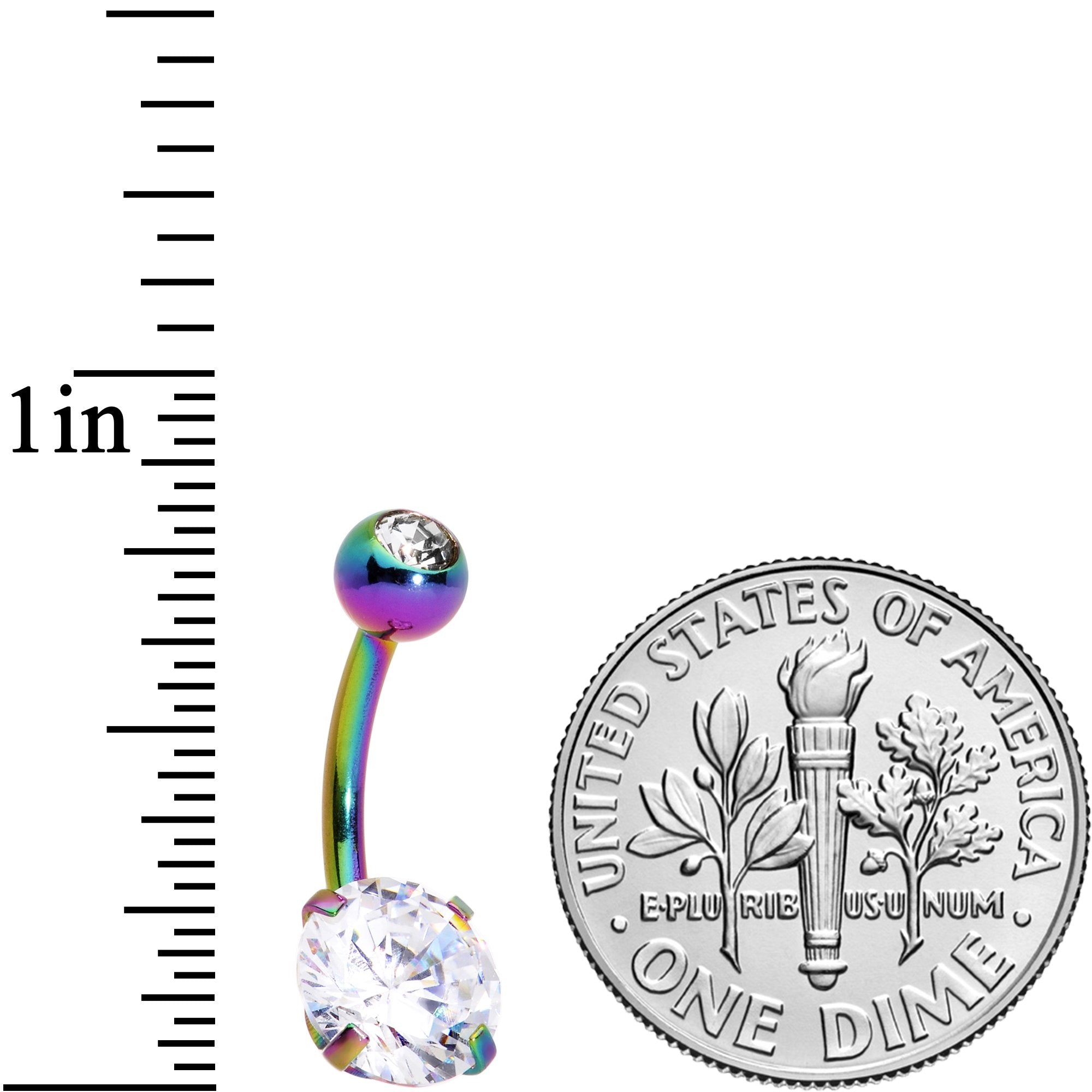 Clear Gem Rainbow Large and Small Gem Belly Ring