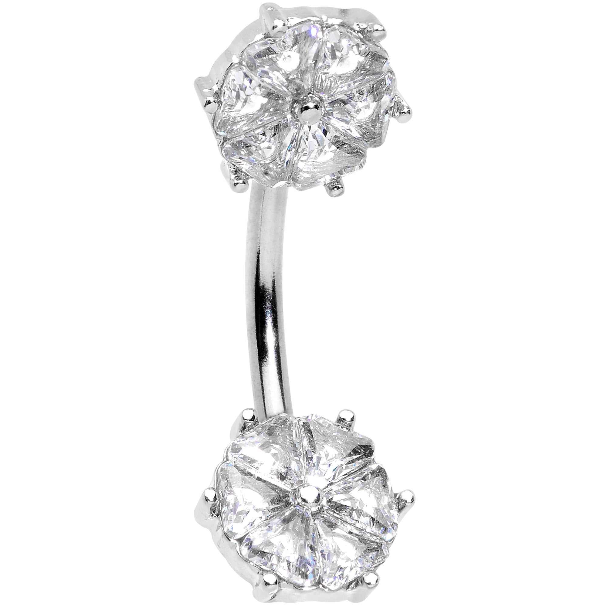 Clear Gem Winter Fun Snowflake Double Mount Belly Ring