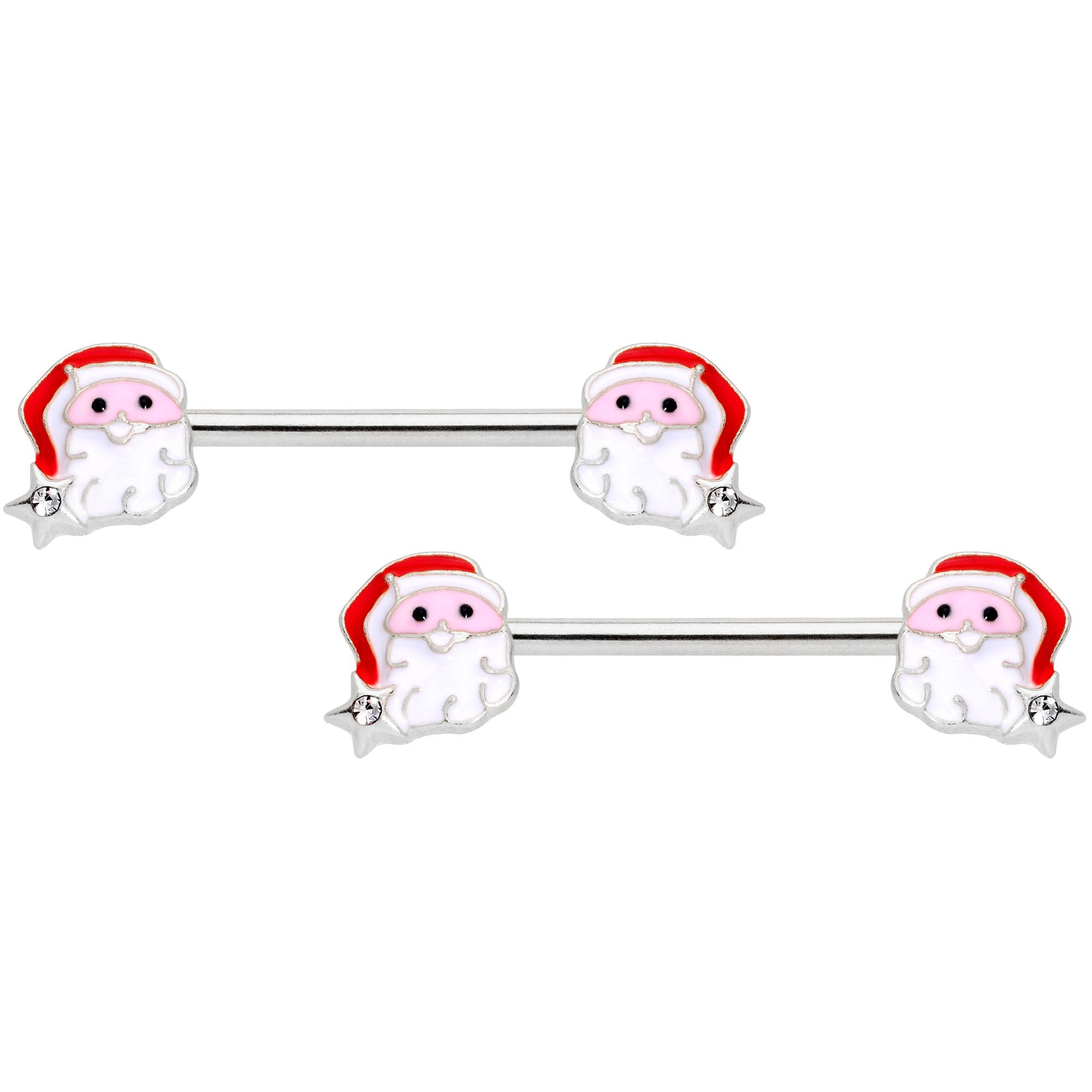 14 Gauge 9/16 Santa Captive Barbell Nipple Ring Set of 4