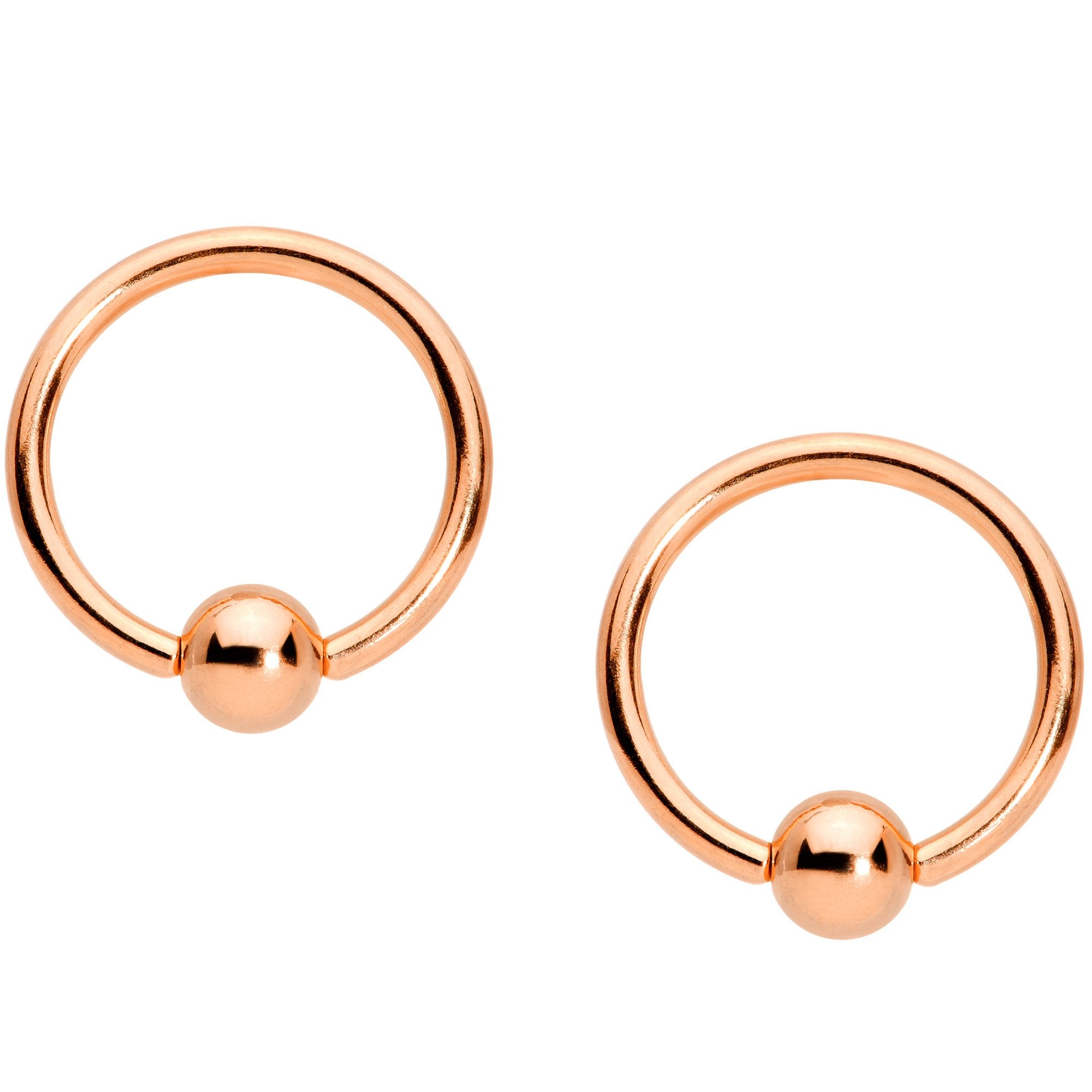 14 Gauge Rose Gold Tone Santa Captive Barbell Nipple Ring Set of 4