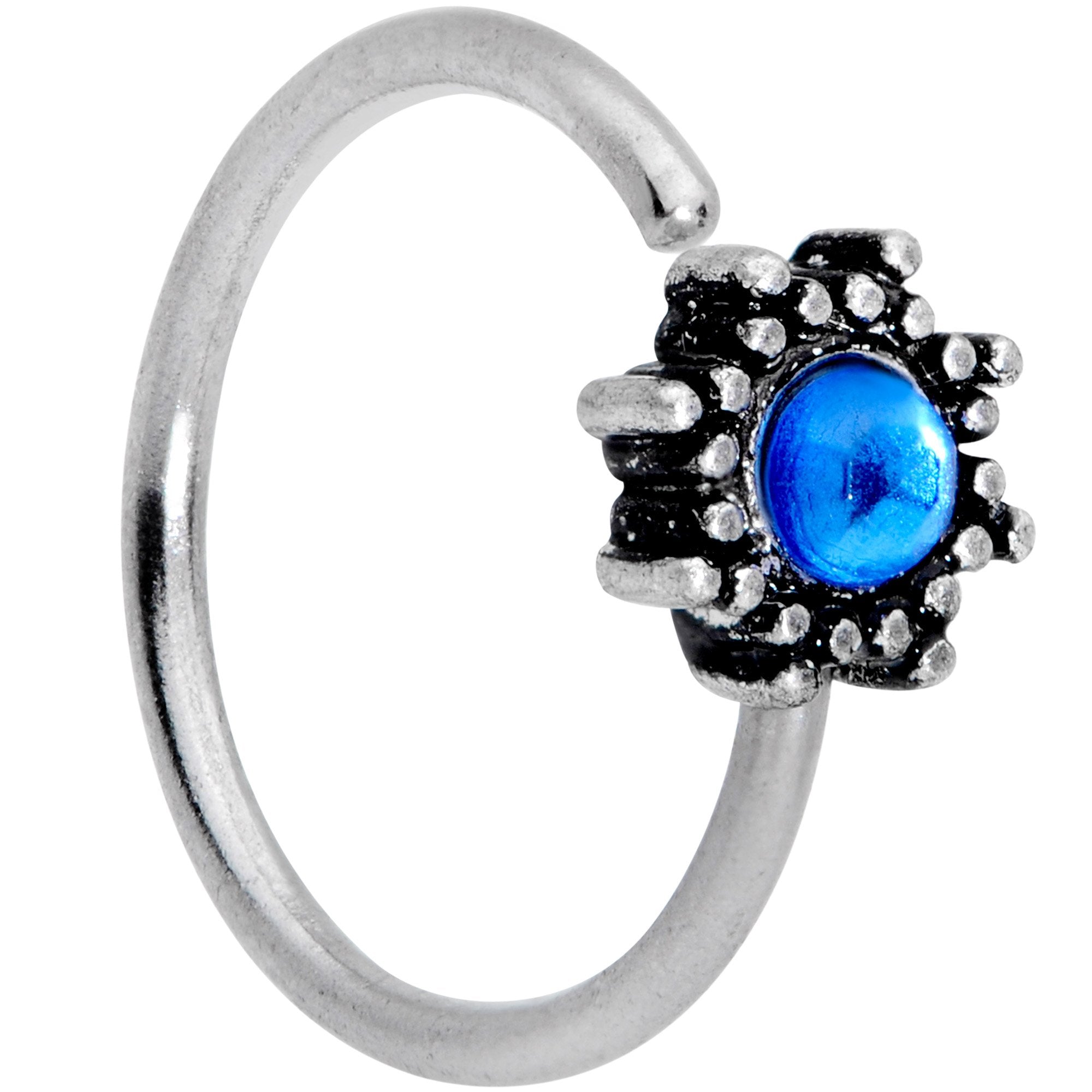 20 Gauge 5/16 Blue Faux Opal Triad Seamless Circular Ring