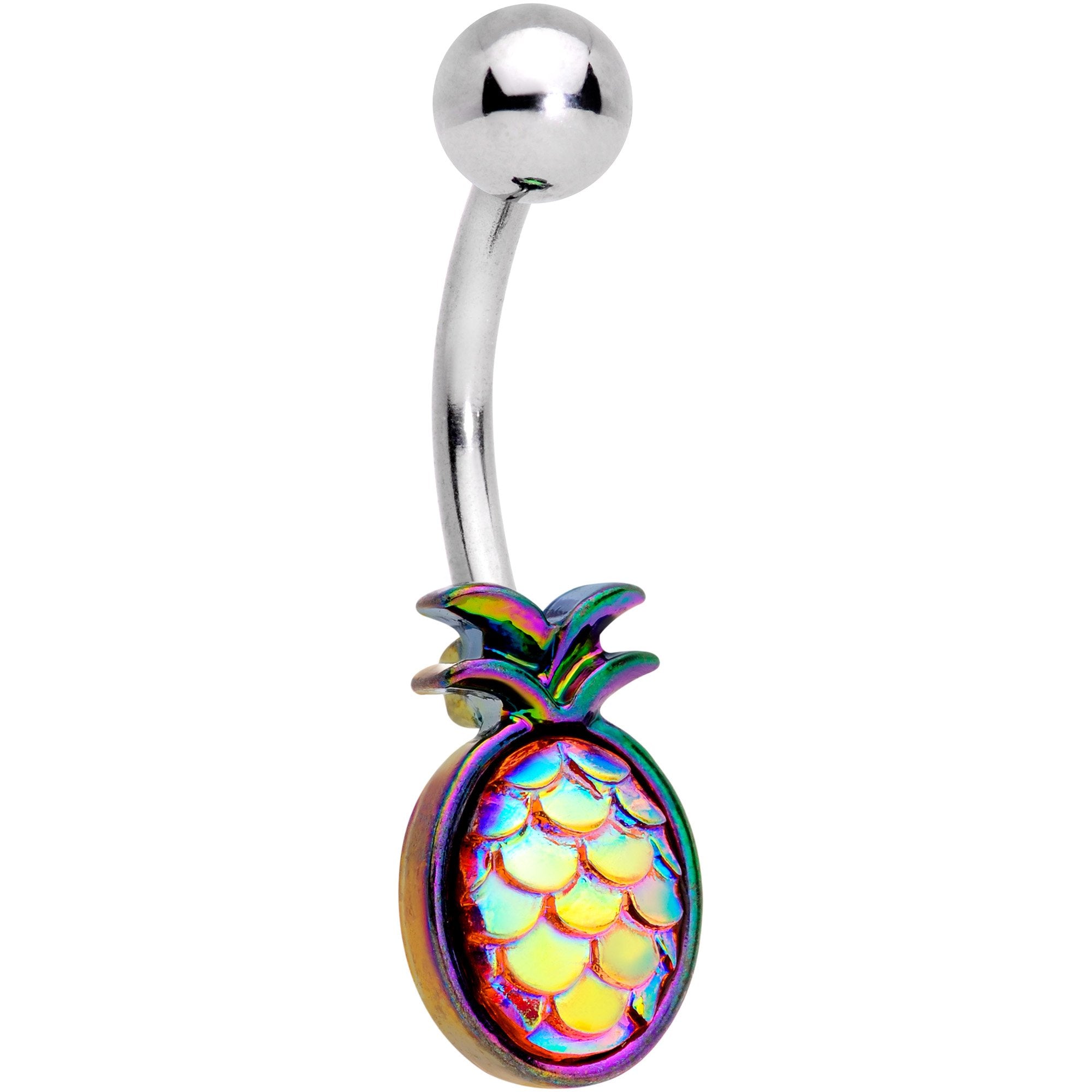 Rainbow Iridescent Dreamy Delicious Pineapple Belly Ring