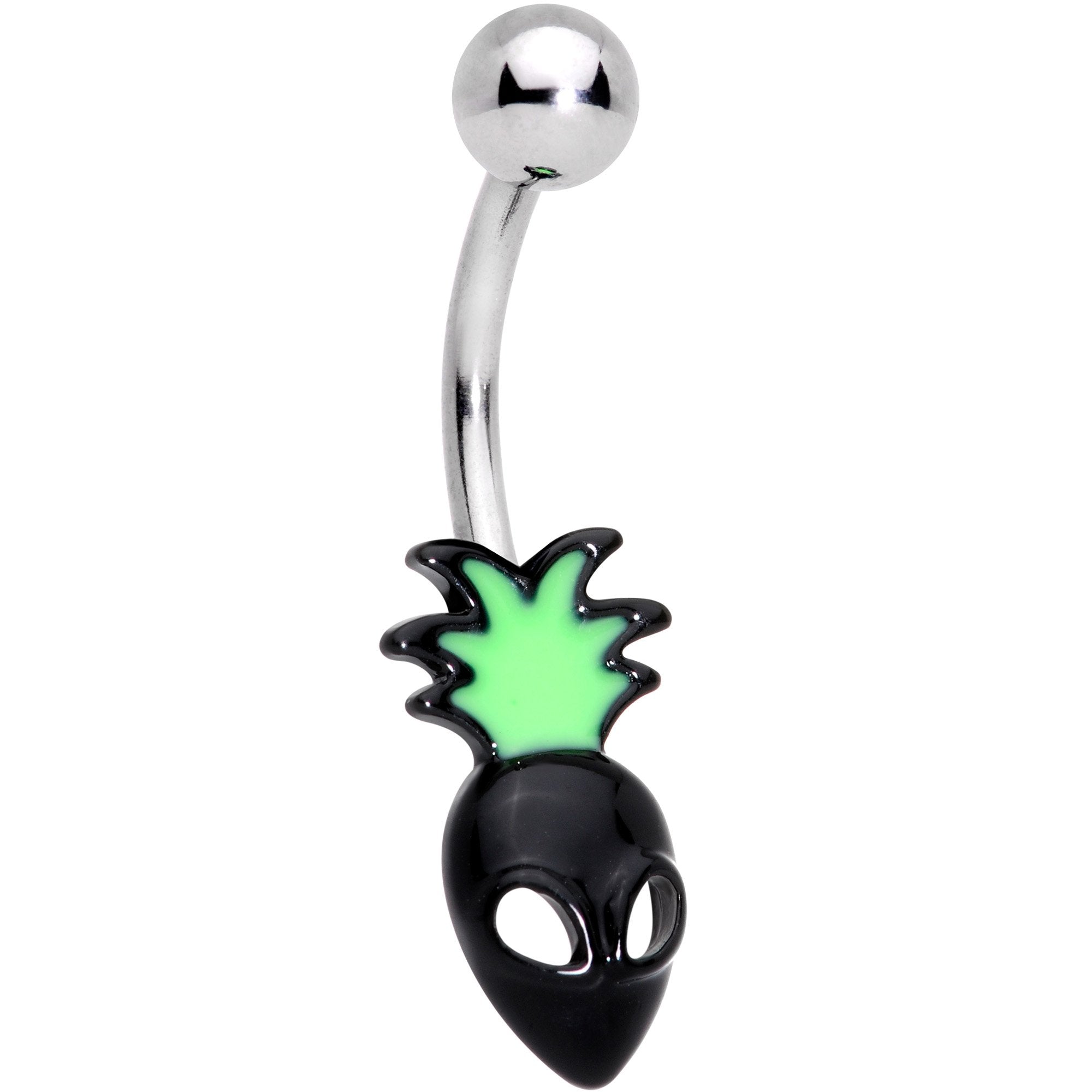 Green Black Sneaky Pineapple Alien Belly Ring