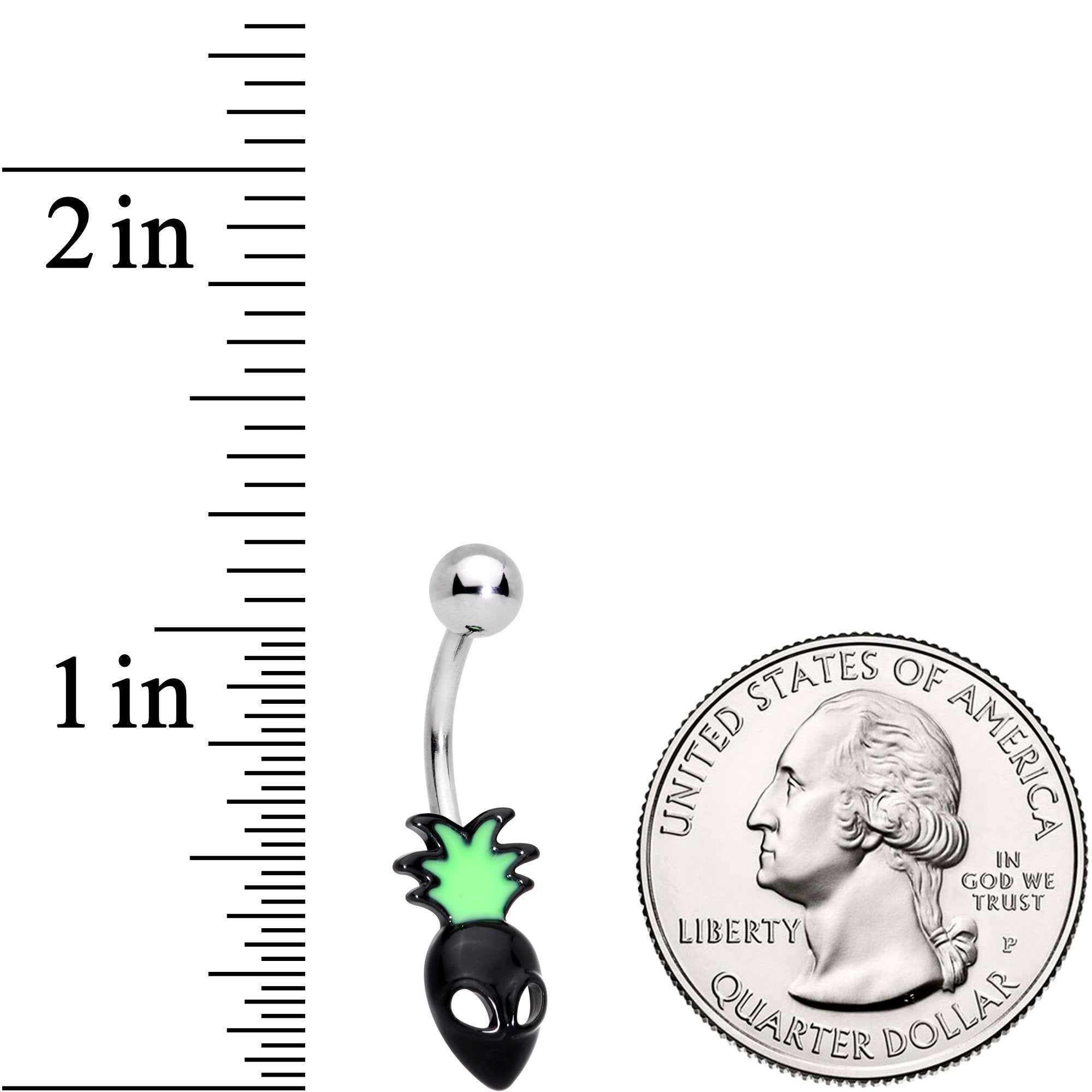 Green Black Sneaky Pineapple Alien Belly Ring