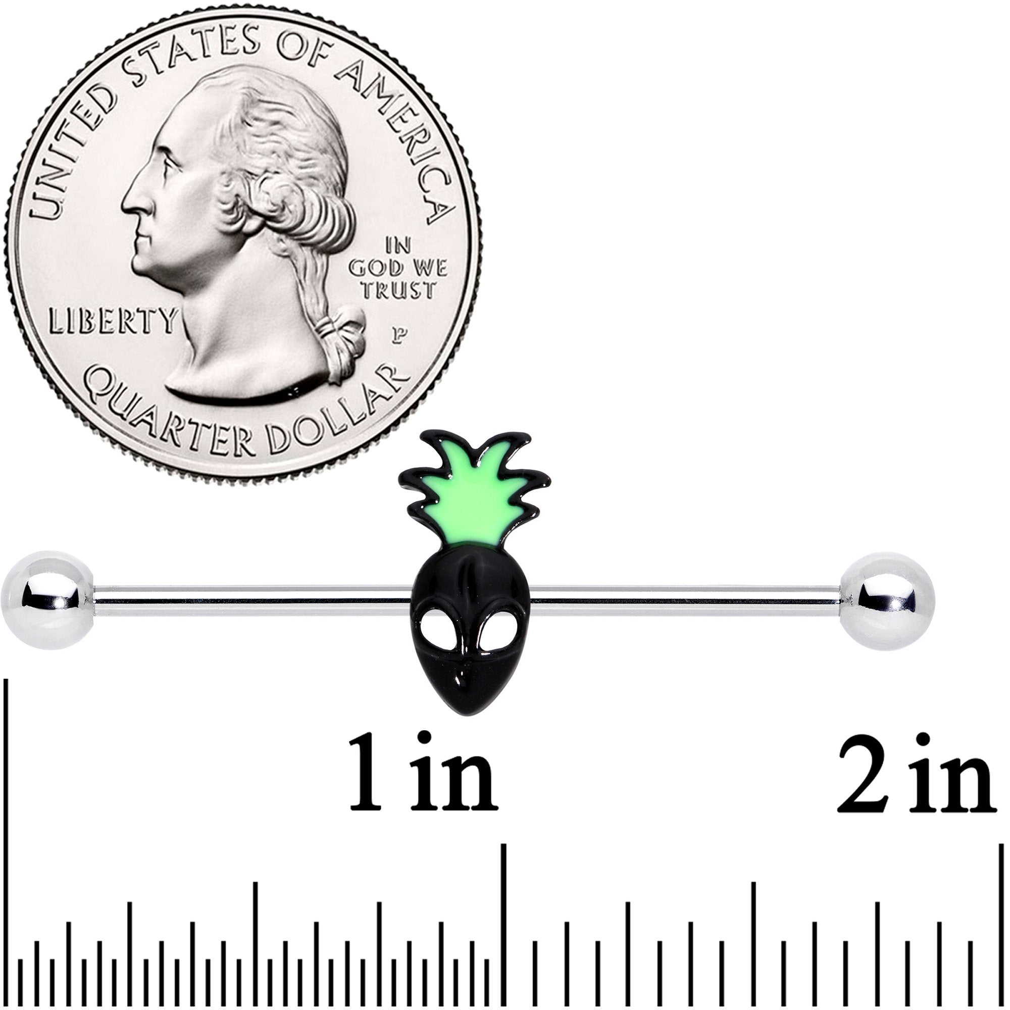 14 Gauge Green Black Sneaky Pineapple Alien 38mm