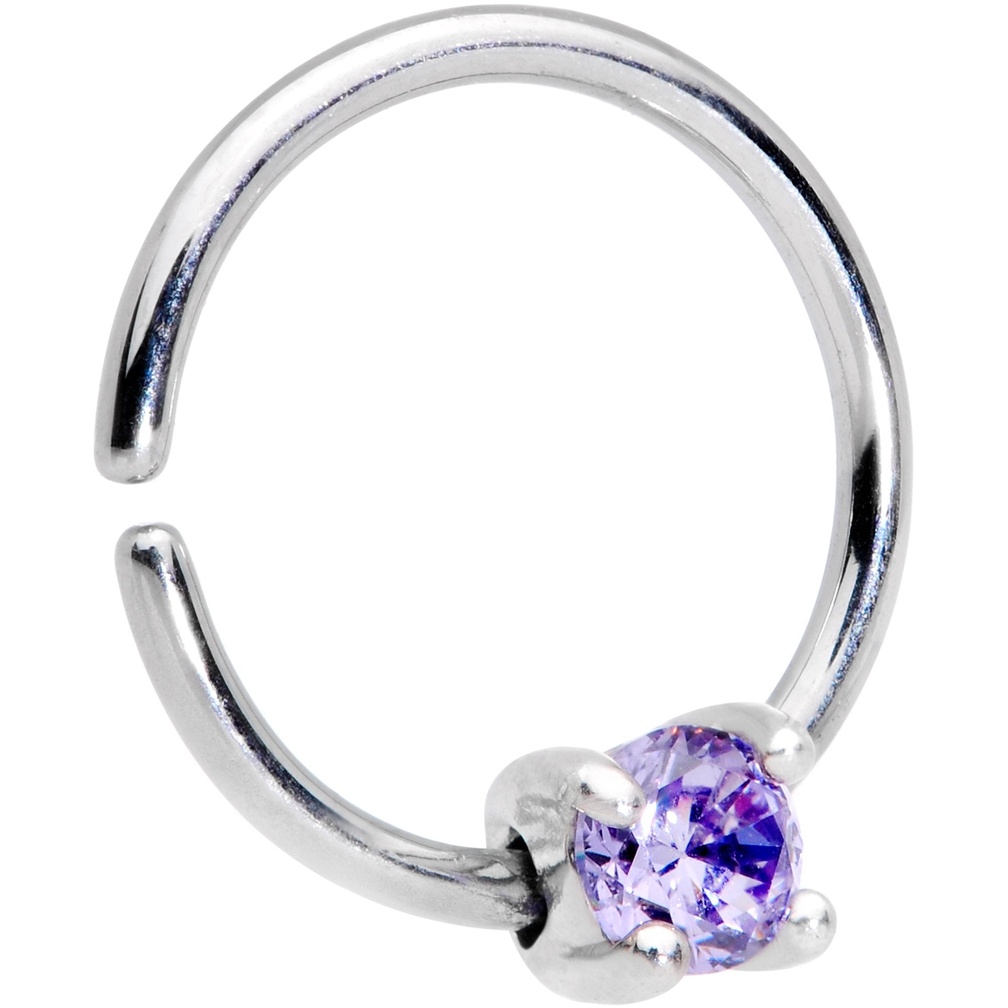 18 Gauge 5/16 Purple Gem 925 Sterling Silver Seamless Circular Ring