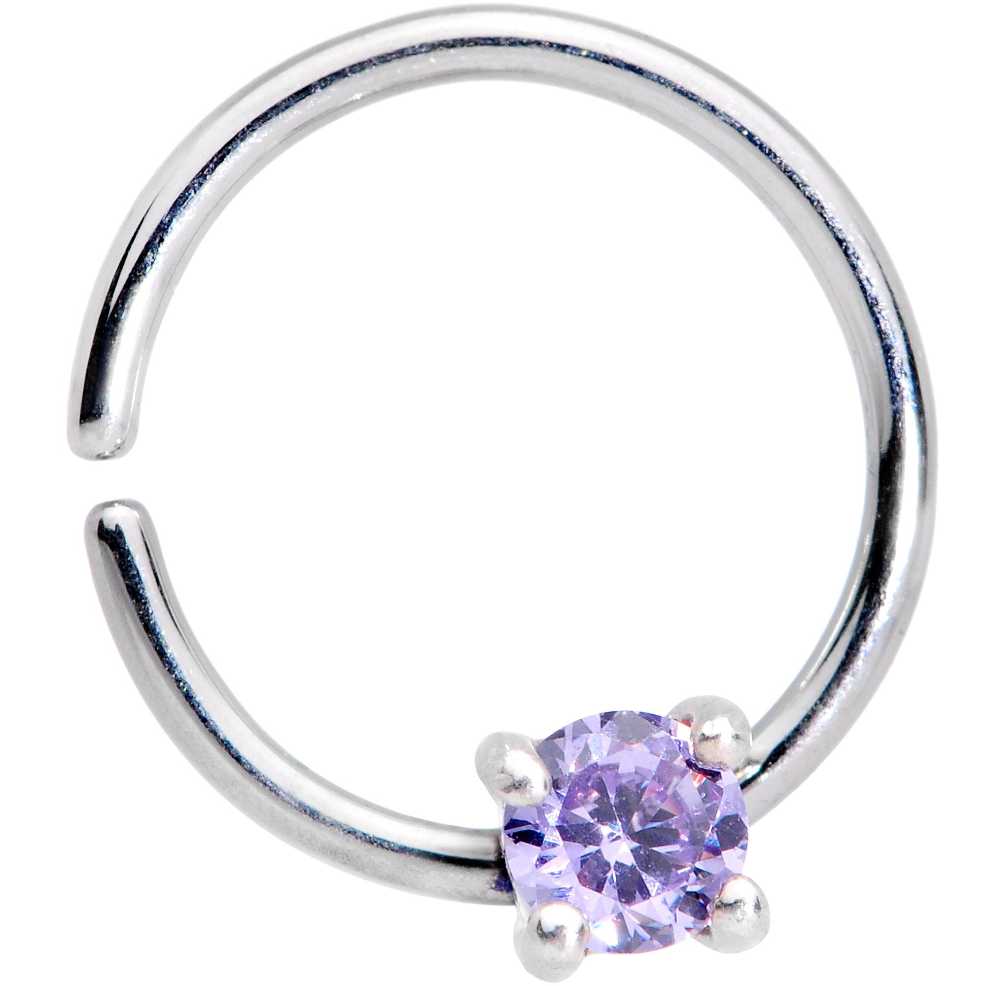 18 Gauge 5/16 Purple Gem 925 Sterling Silver Seamless Circular Ring