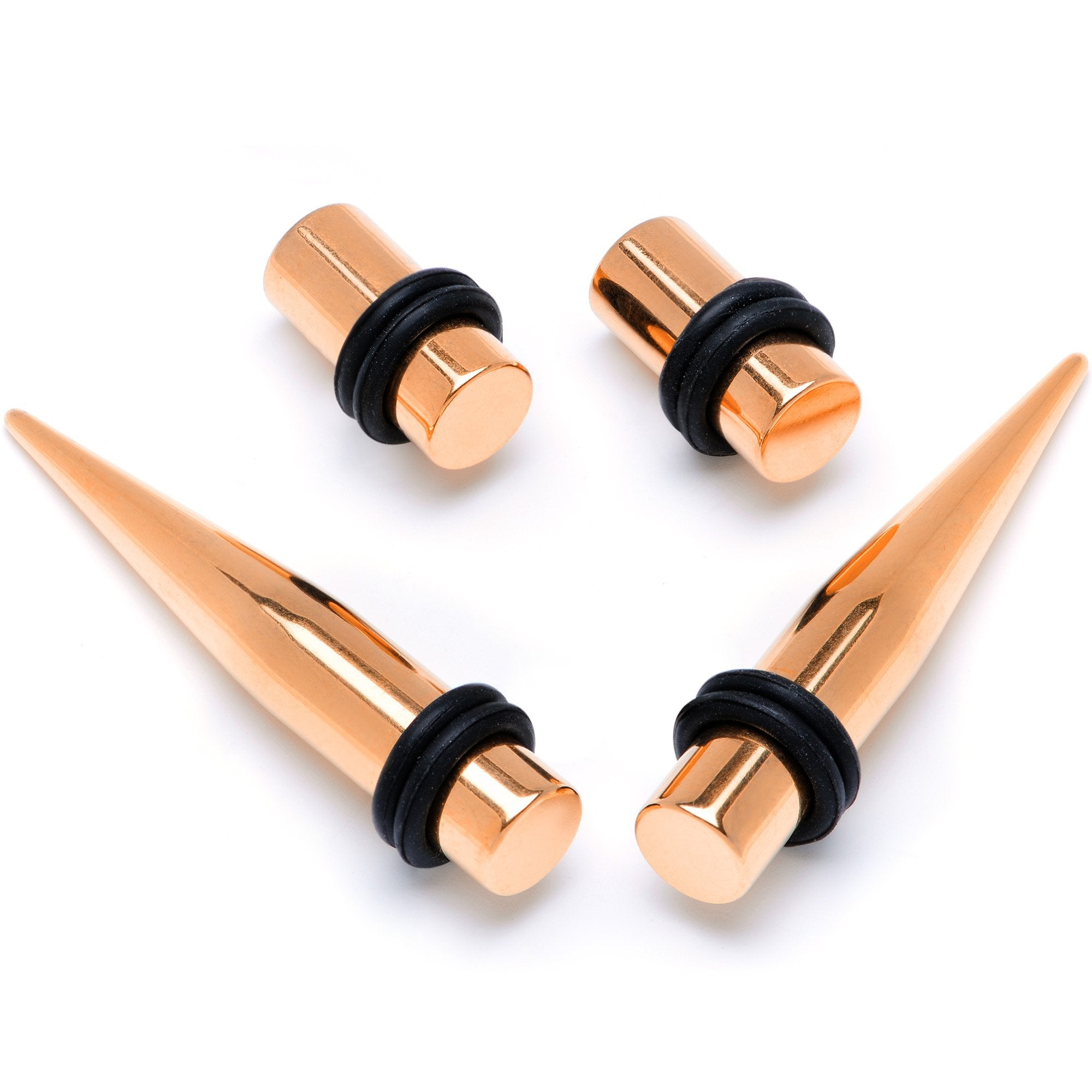 Rose Gold Tone PVD Straight Plug and Taper Set Sizes 5mm to 10mm