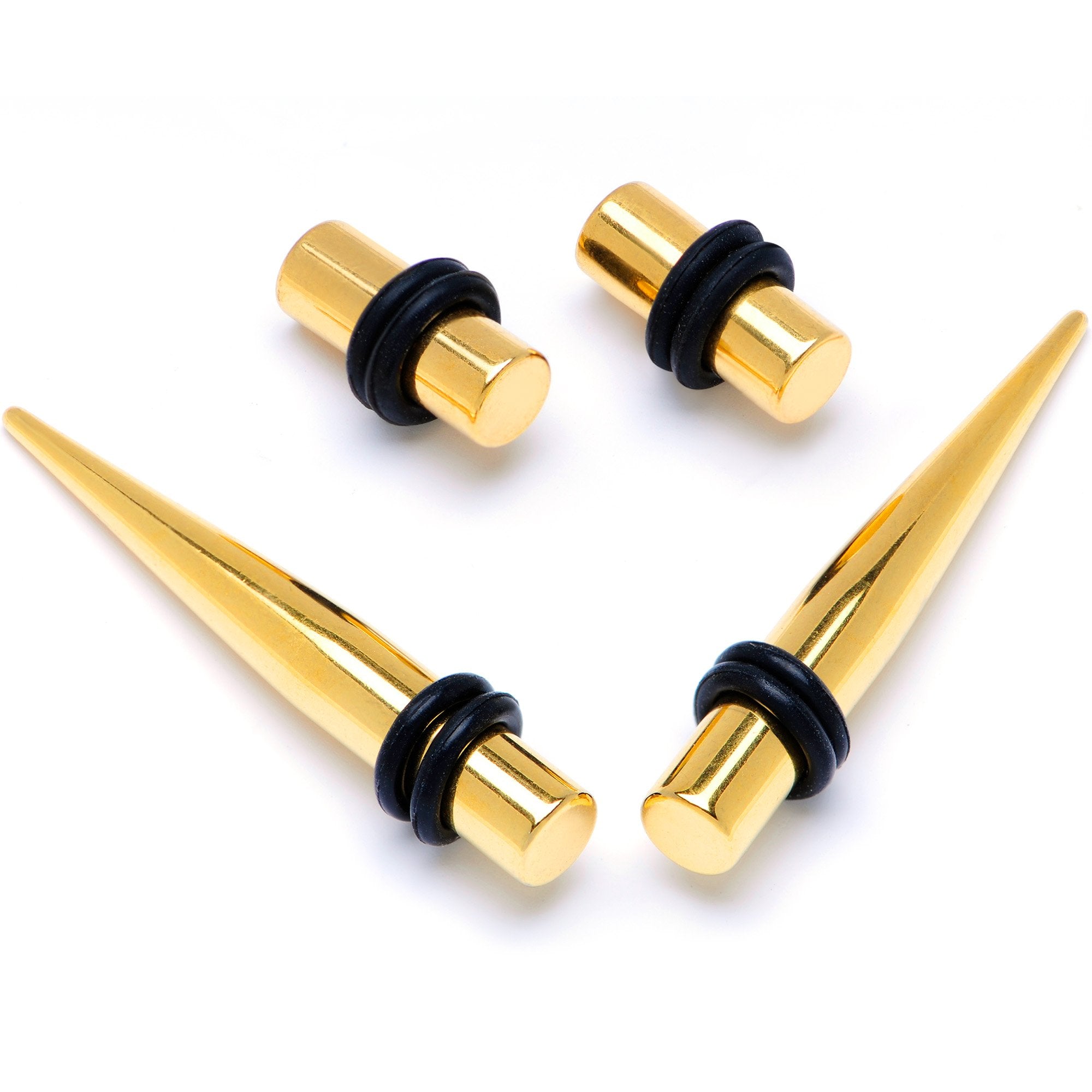 Gold Tone PVD Straight Plug and Taper Set Sizes 5mm to 10mm