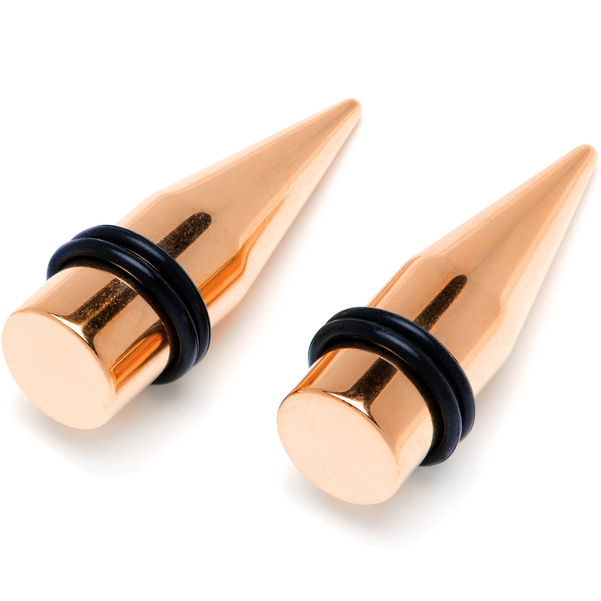 Rose Gold Tone PVD Straight Plug and Taper Set Sizes 5mm to 10mm