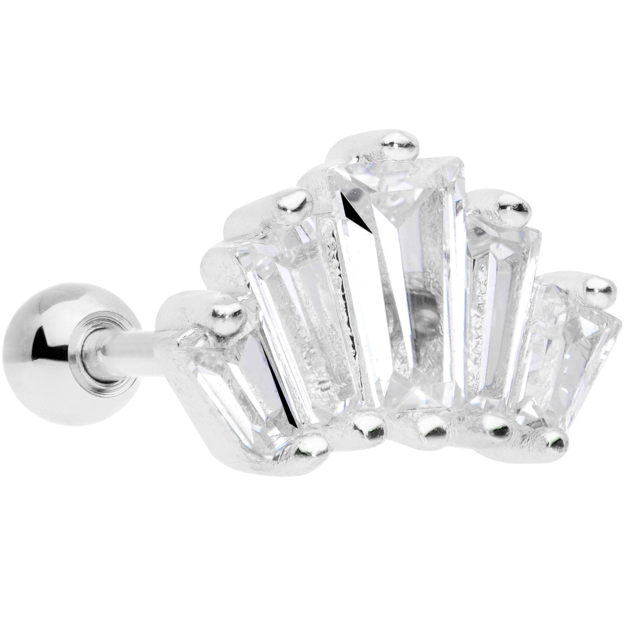 18 Gauge 5/16 Clear CZ Crown Cartilage Tragus Earring