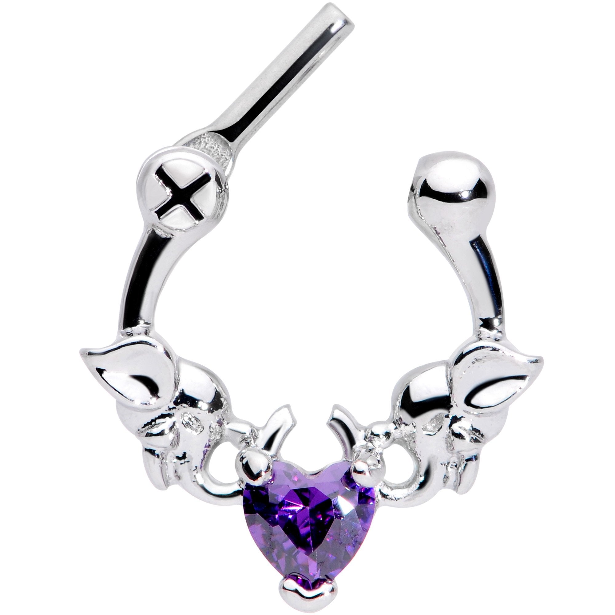 16 Gauge 1/4 Purple Heart Gem Royal Valentine Cartilage Clicker