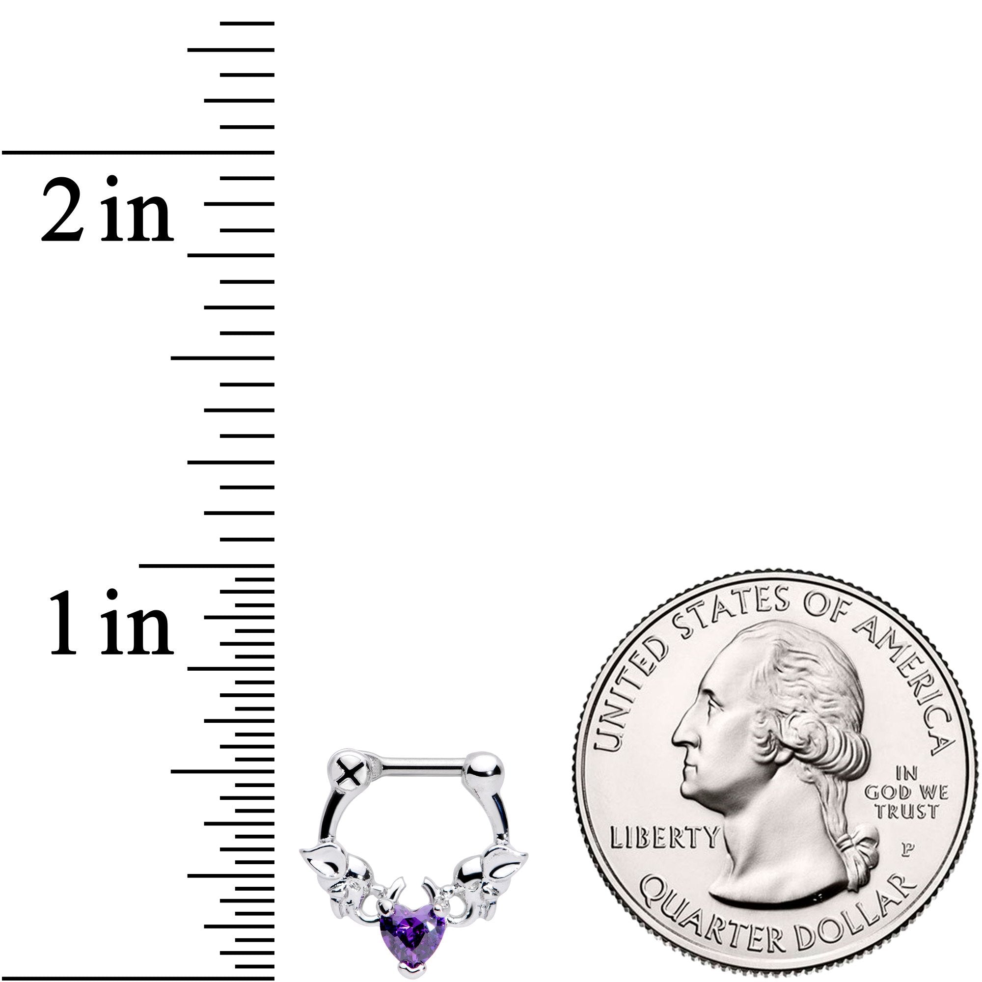 16 Gauge 1/4 Purple Heart Gem Royal Valentine Cartilage Clicker